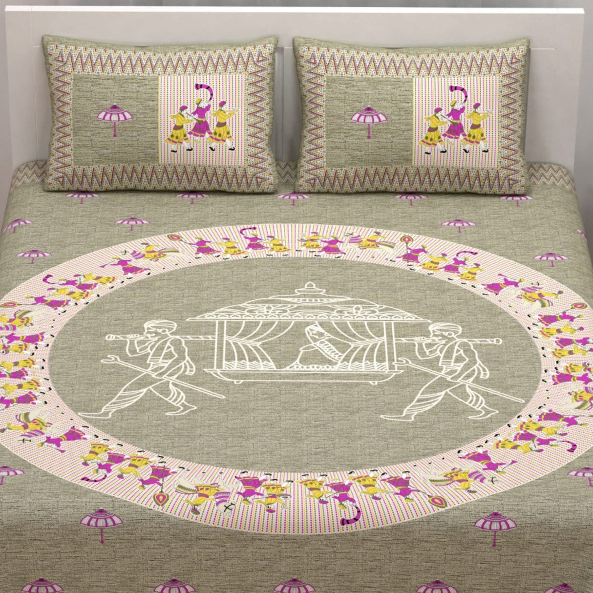 100% Cotton Sheets Indian Ethnic Traditional Wedding Bedsheet Soft 3-piece Fitted Sheet with Breathable Pillowcases Deep Pockets 150 Thread Count (king) - LoveNspire