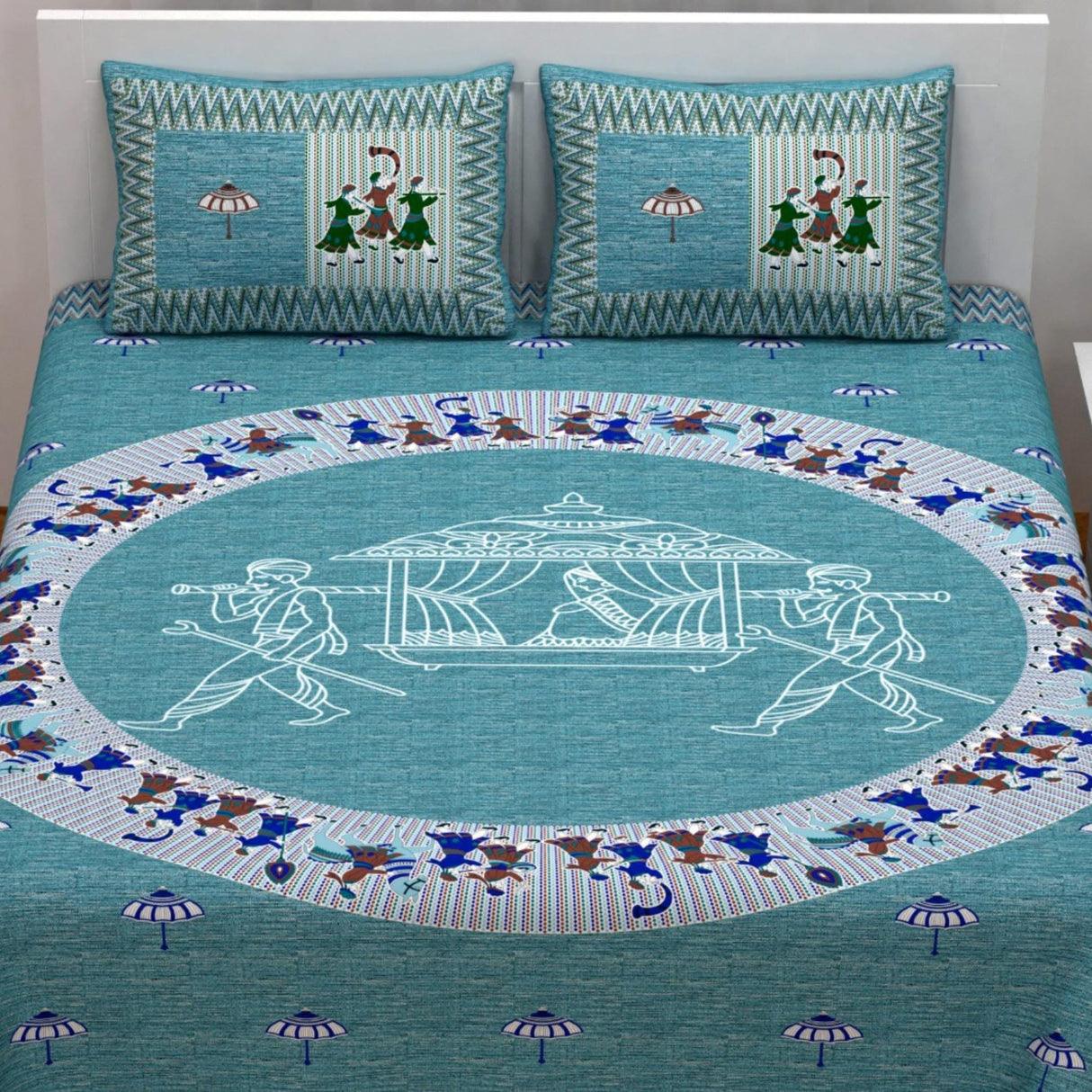 100% Cotton Sheets Indian Ethnic Traditional Wedding Bedsheet Soft 3-piece Fitted Sheet with Breathable Pillowcases Deep Pockets 150 Thread Count (king) - LoveNspire