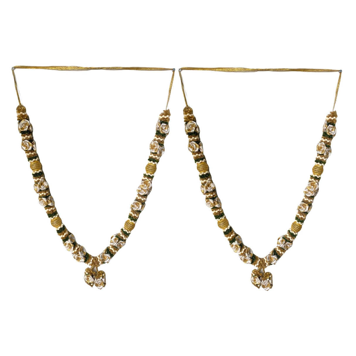 Pack of 2 Varmala Wedding Garland Artificial Golden White Rose Varmala Indian Milini Mala Indian Wedding Haar Bride and Groom Mala Muslim Punjabi Jaimala - LoveNspire