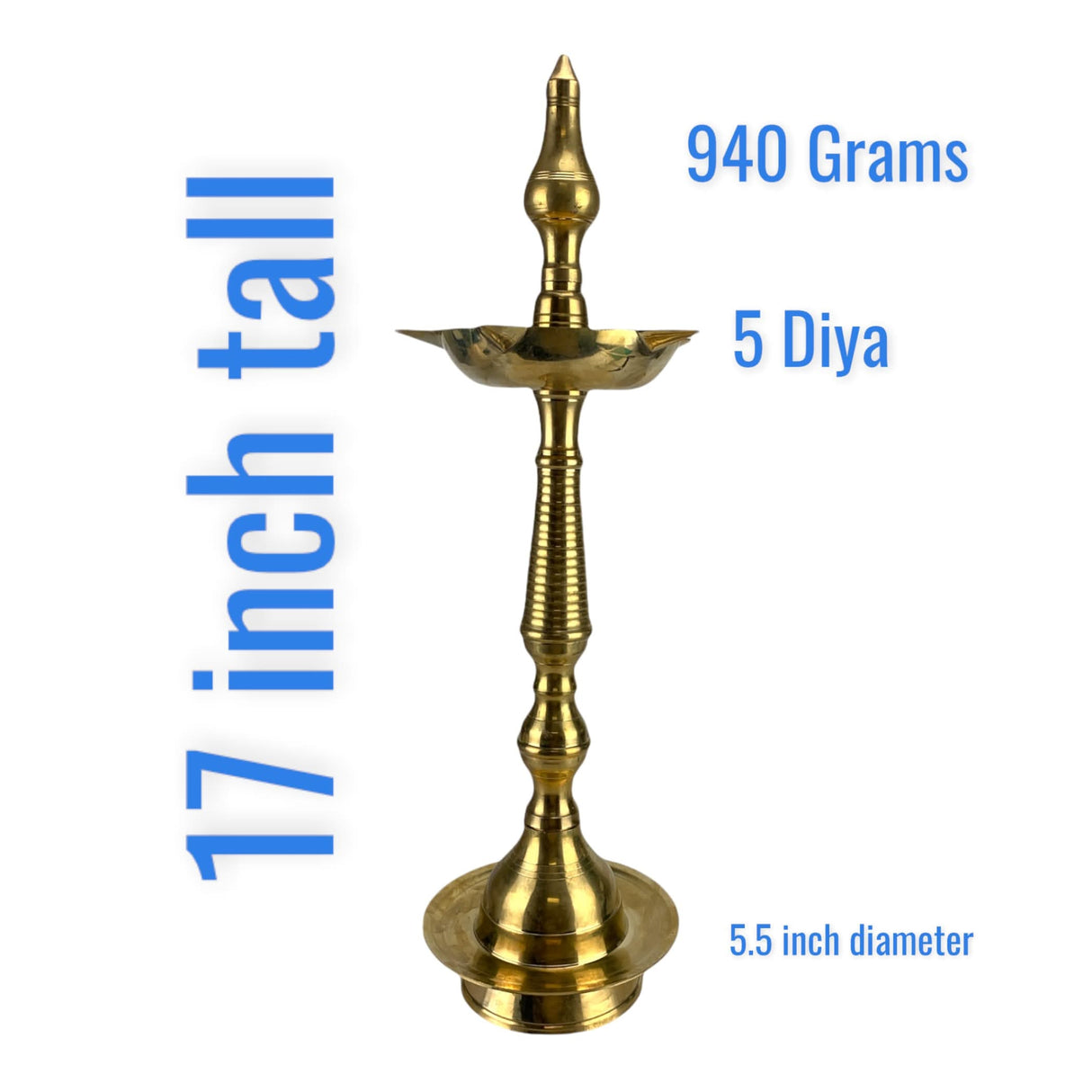 Brass Oil Lamp Diya Pack of 2 Samai Deepak Lamp Kerala Traditional Kutthu Vilakku Panchmahal Deepam for Home Temple Mandir Office Diwali Decoration - Deepawali Return Gift - LoveNspire