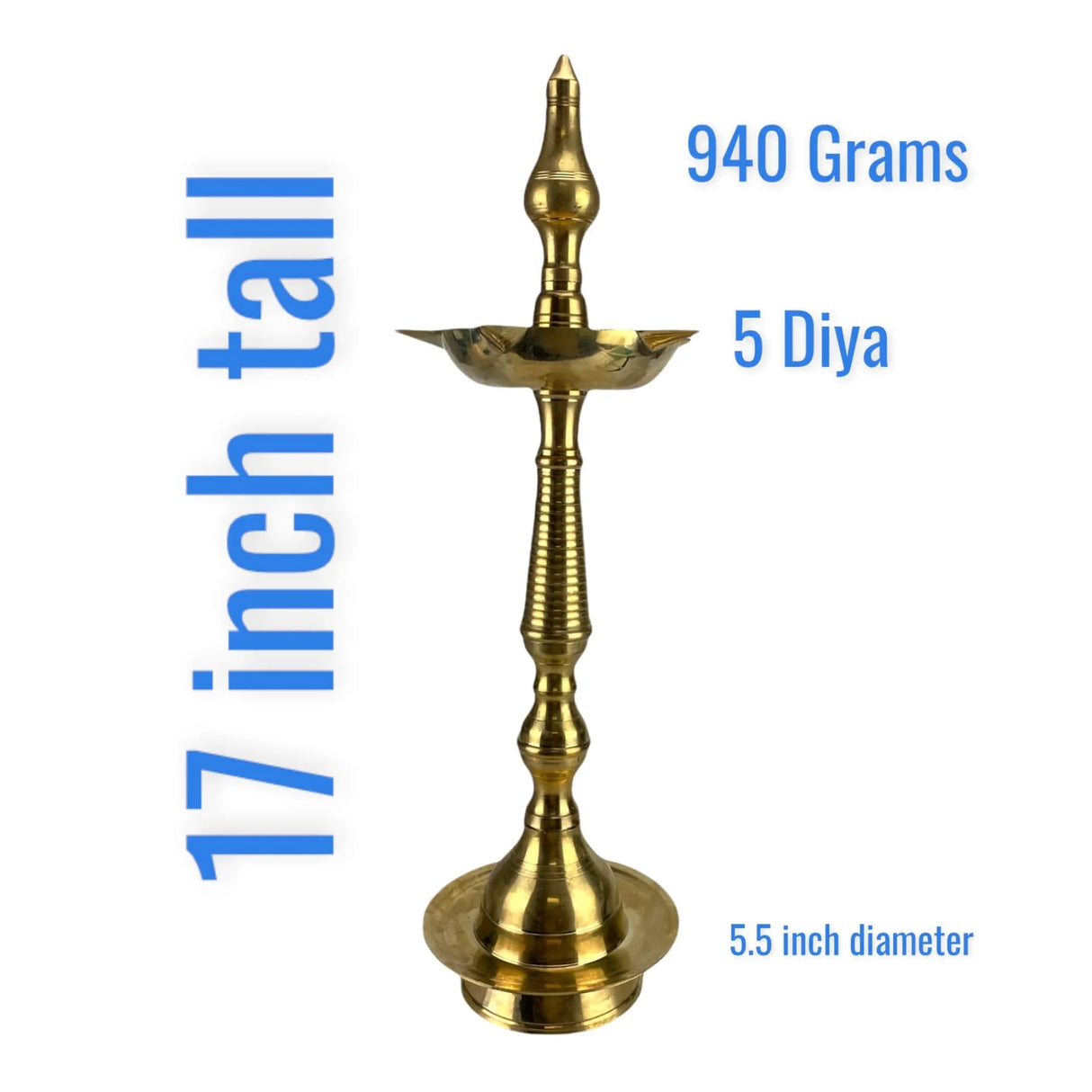 2 CT Brass Oil Lamp Diya Samai Deepak Lamp Kerala Traditional Kutthu Vilakku Panchmahal Deepam for Home Temple Mandir Office Diwali Decoration - Deepawali Return Gift - LoveNspire
