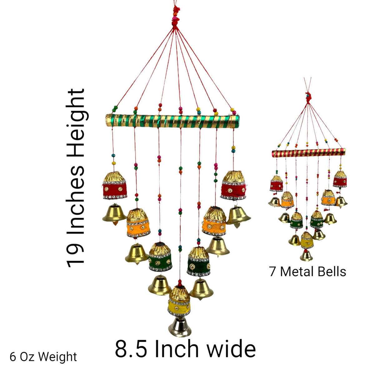Indian Wind Chimes Colorful Bells Windchimes Jhoomar Rajasthani Hanging for Home Wall Temple Bedroom Outdoor Decor Decorative Accessories for Patio Porch Wedding Housewarming Gifts (2 PCs) - LoveNspire
