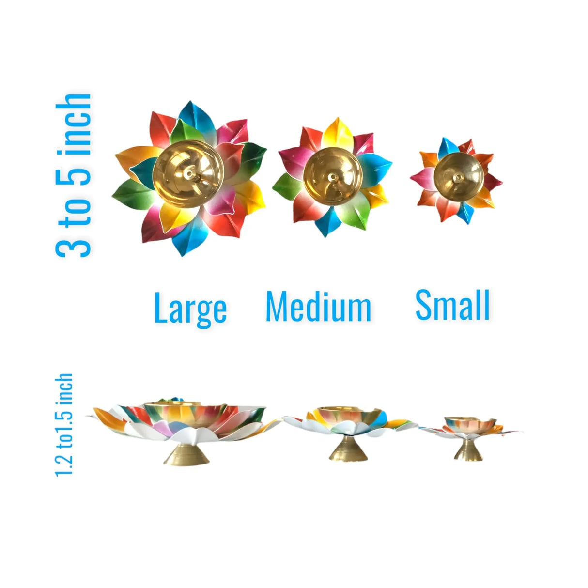 Multicolor Lotus Brass Diya – Indian Craft Oil Lamp for Puja, Ideal Pooja Gift, Diwali Home Decoration, Mandir Temple Akhand Diya, Traditional Deepawali Return Gifts, Puja Articles - LoveNspire