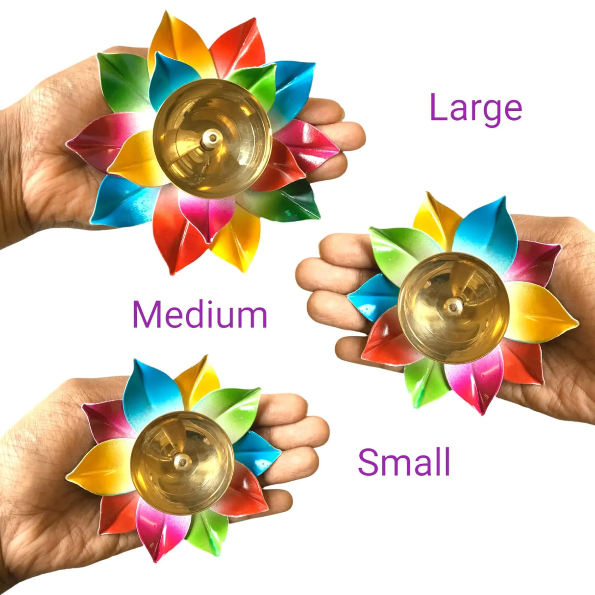 Multicolor Lotus Brass Diya – Indian Craft Oil Lamp for Puja, Ideal Pooja Gift, Diwali Home Decoration, Mandir Temple Akhand Diya, Traditional Deepawali Return Gifts, Puja Articles - LoveNspire