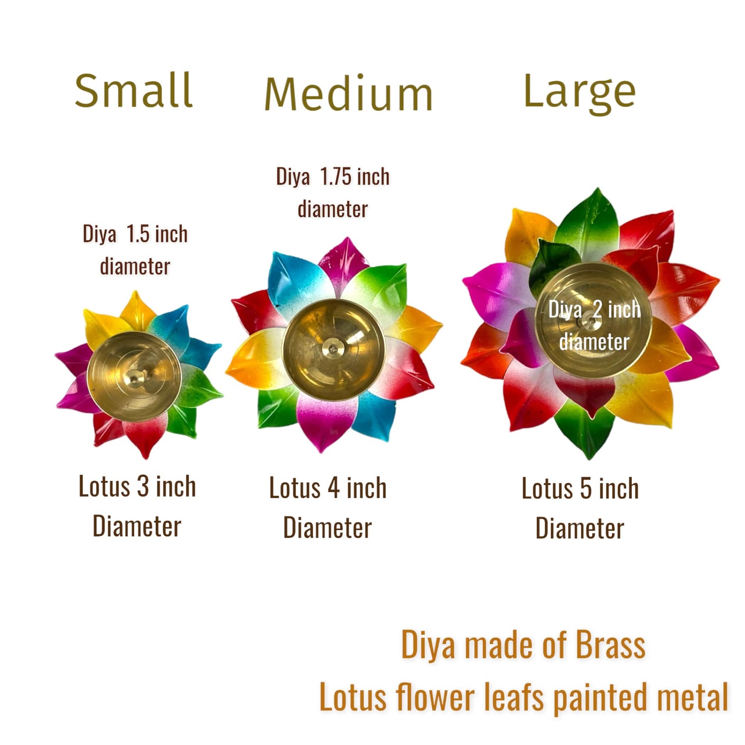 Multicolor Lotus Brass Diya – Indian Craft Oil Lamp for Puja, Ideal Pooja Gift, Diwali Home Decoration, Mandir Temple Akhand Diya, Traditional Deepawali Return Gifts, Puja Articles - LoveNspire