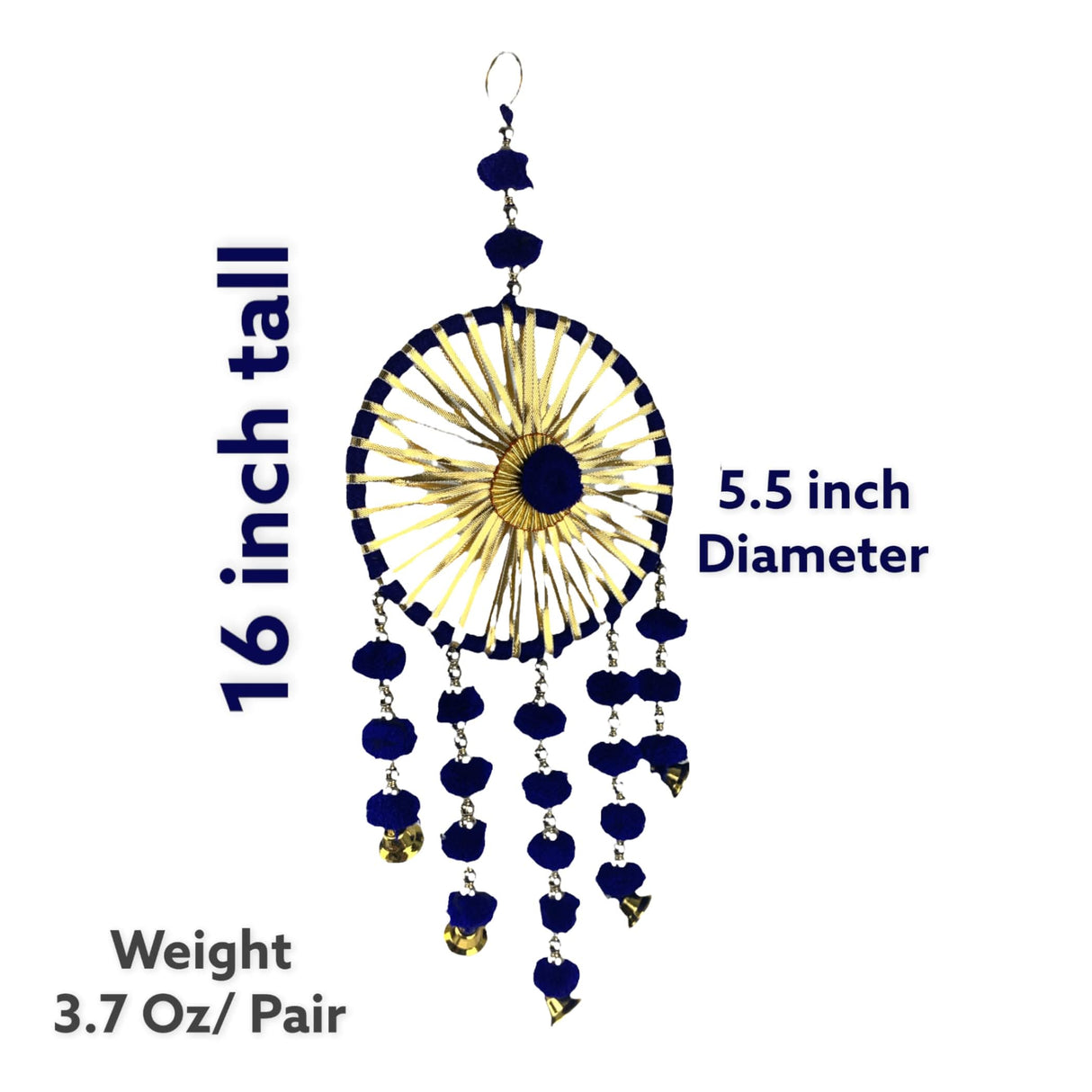 Ring Wall Hanging Woollen Stuffed Rajasthani Traditional Handicraft Set of 2 Wall Art Hanging Wind Chime Decorative Showpiece Diwali Gift Latkan for Home Office Decor - LoveNspire