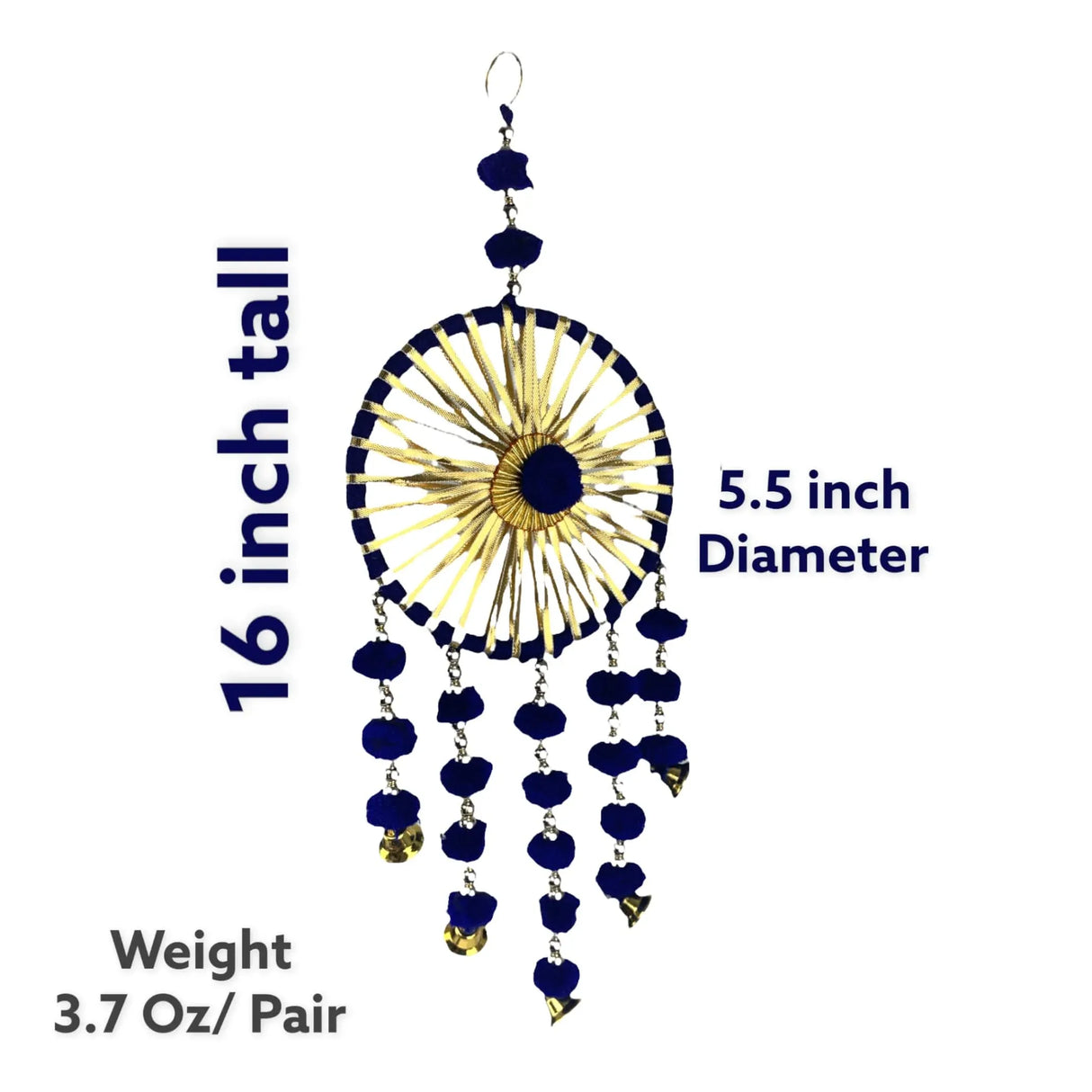 Ring Wall Hanging Woollen Stuffed Rajasthani Traditional Handicraft Set of 2 Wall Art Hanging Wind Chime Decorative Showpiece Diwali Gift Latkan for Home Office Decor - LoveNspire