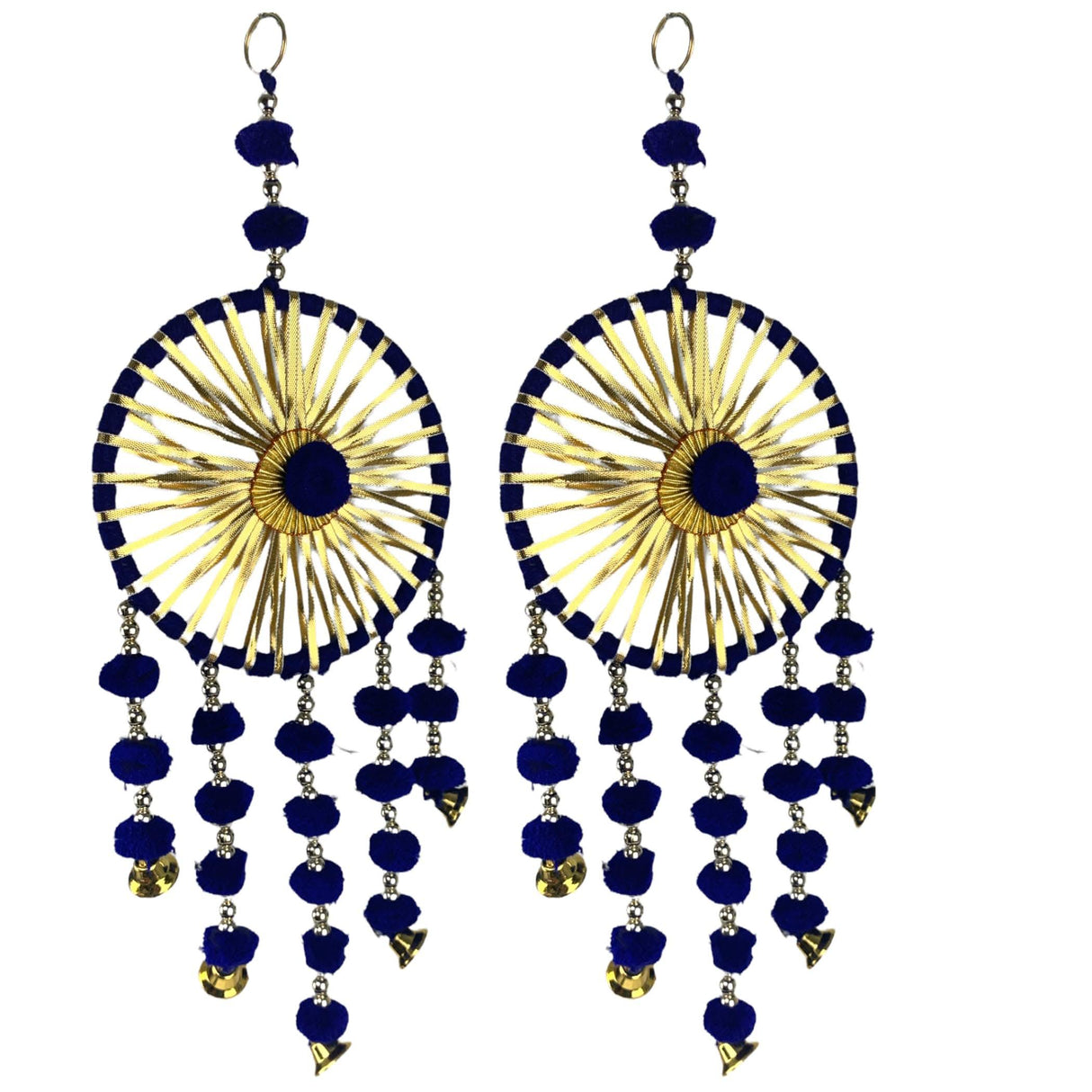 Ring Wall Hanging Woollen Stuffed Rajasthani Traditional Handicraft Set of 2 Wall Art Hanging Wind Chime Decorative Showpiece Diwali Gift Latkan for Home Office Decor - LoveNspire