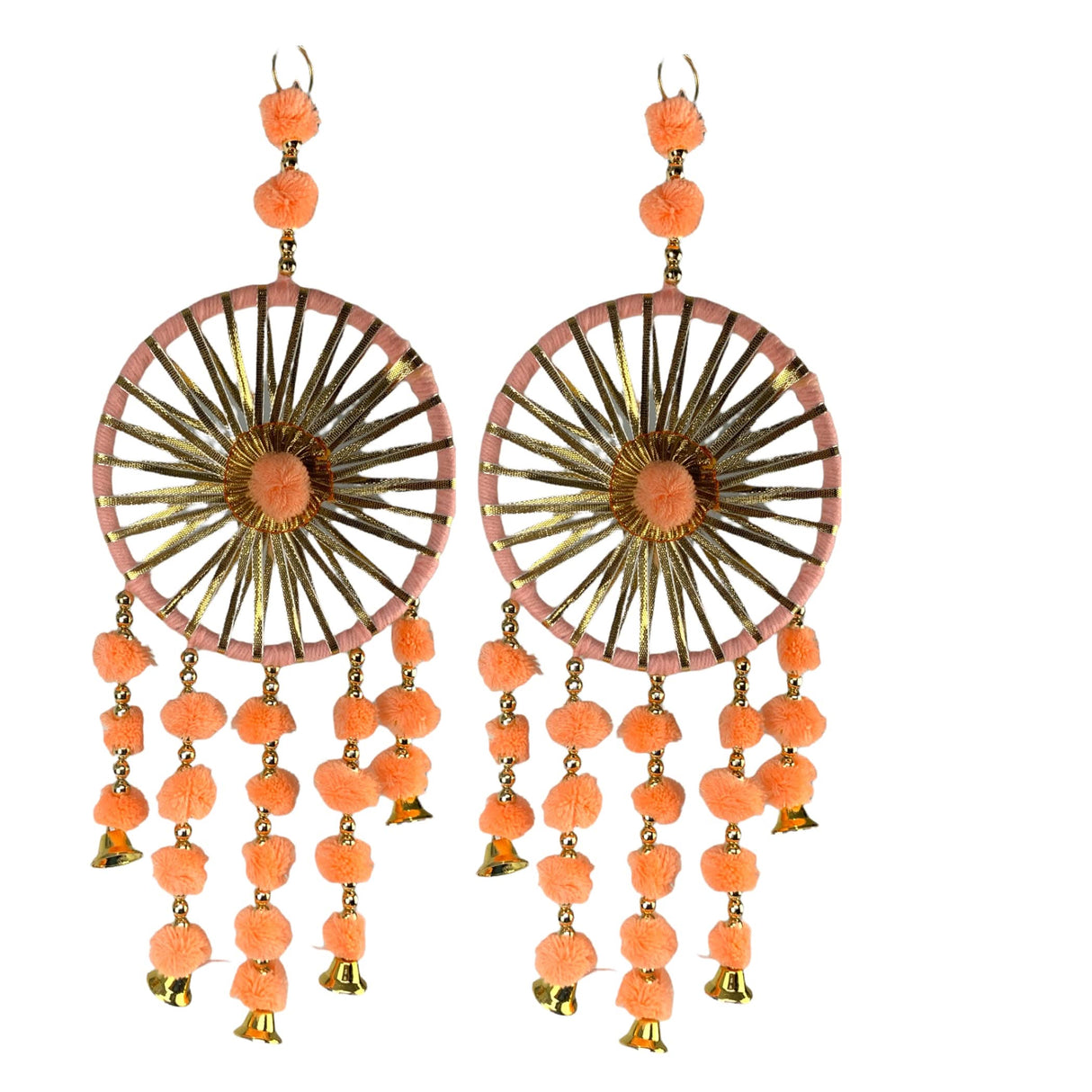 Ring Wall Hanging Woollen Stuffed Rajasthani Traditional Handicraft Set of 2 Wall Art Hanging Wind Chime Decorative Showpiece Diwali Gift Latkan for Home Office Decor - LoveNspire
