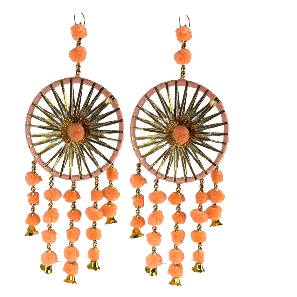 Ring Wall Hanging Woollen Stuffed Rajasthani Traditional Handicraft Set of 2 Wall Art Hanging Wind Chime Decorative Showpiece Diwali Gift Latkan for Home Office Decor - LoveNspire