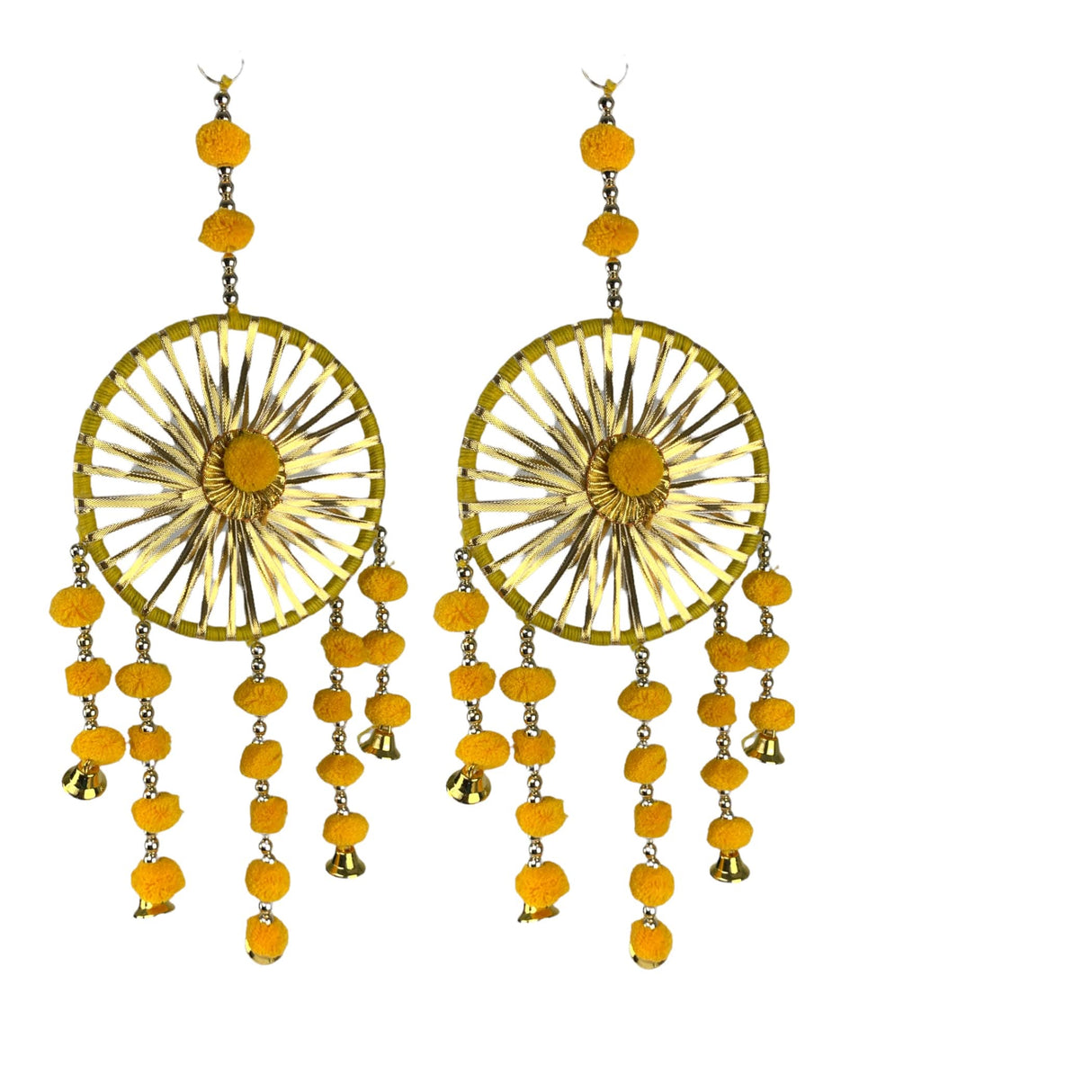 Ring Wall Hanging Woollen Stuffed Rajasthani Traditional Handicraft Set of 2 Wall Art Hanging Wind Chime Decorative Showpiece Diwali Gift Latkan for Home Office Decor - LoveNspire