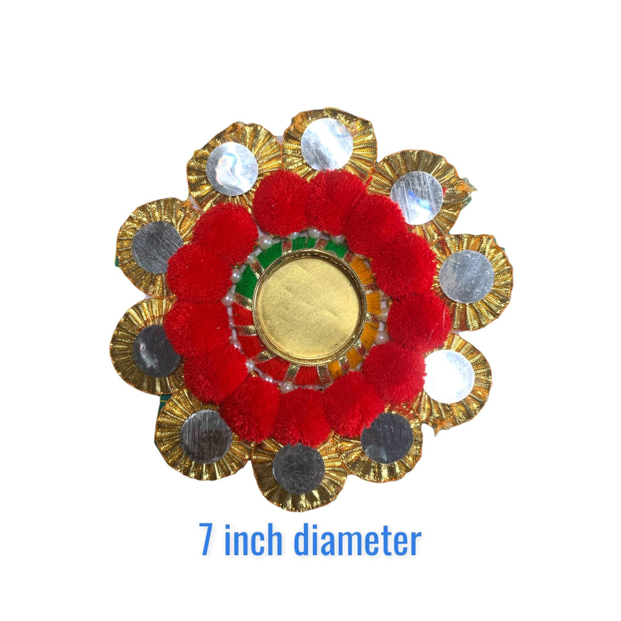 2 Ct Rangoli Mat with Tea Light Candle Holder for Diwali Christmas Onam Pongal Decorations Pompom Rangoli Floor Home Temple Table Decor - Indian Traditional Deepawali Housewarming Gift (2 Pcs) - LoveNspire