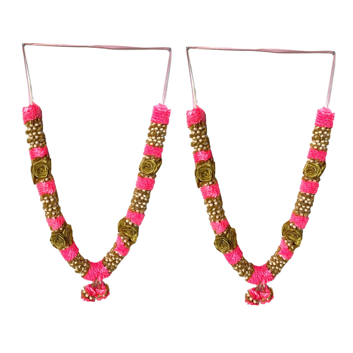 Pack of 2 Varmala Wedding Garland Pink Gold Rose Varmala Indian Milini Mala Indian Wedding Haar Bride and Groom Mala Muslim Arab Punjabi Nika Event Jaimala - LoveNspire