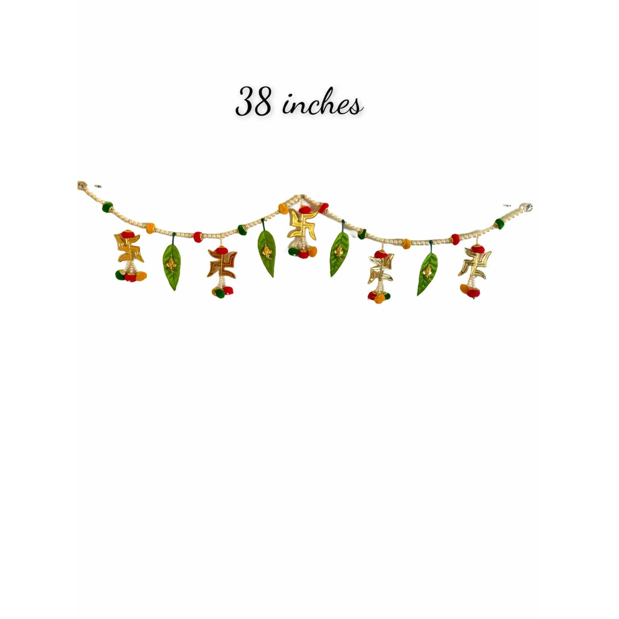 Ganesha Indian Door Toran Pompom Moti Hanging Valance Ethnic Multicolor Window Indoor Outdoor Decor Bandarwal Pooja Decor Wedding Favor Diwali Decoration - LoveNspire