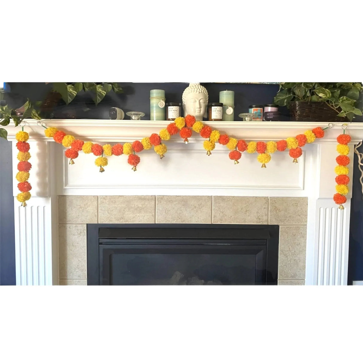 4.5 Feet Marigold Garland Toran Indian Wedding Diwali Decoration Home Party Decor Door Hanging Navratri Pooja Day of the Dead Dia De Los Muertos Ofrenda Mexican Fiesta Halloween Decor - LoveNspire