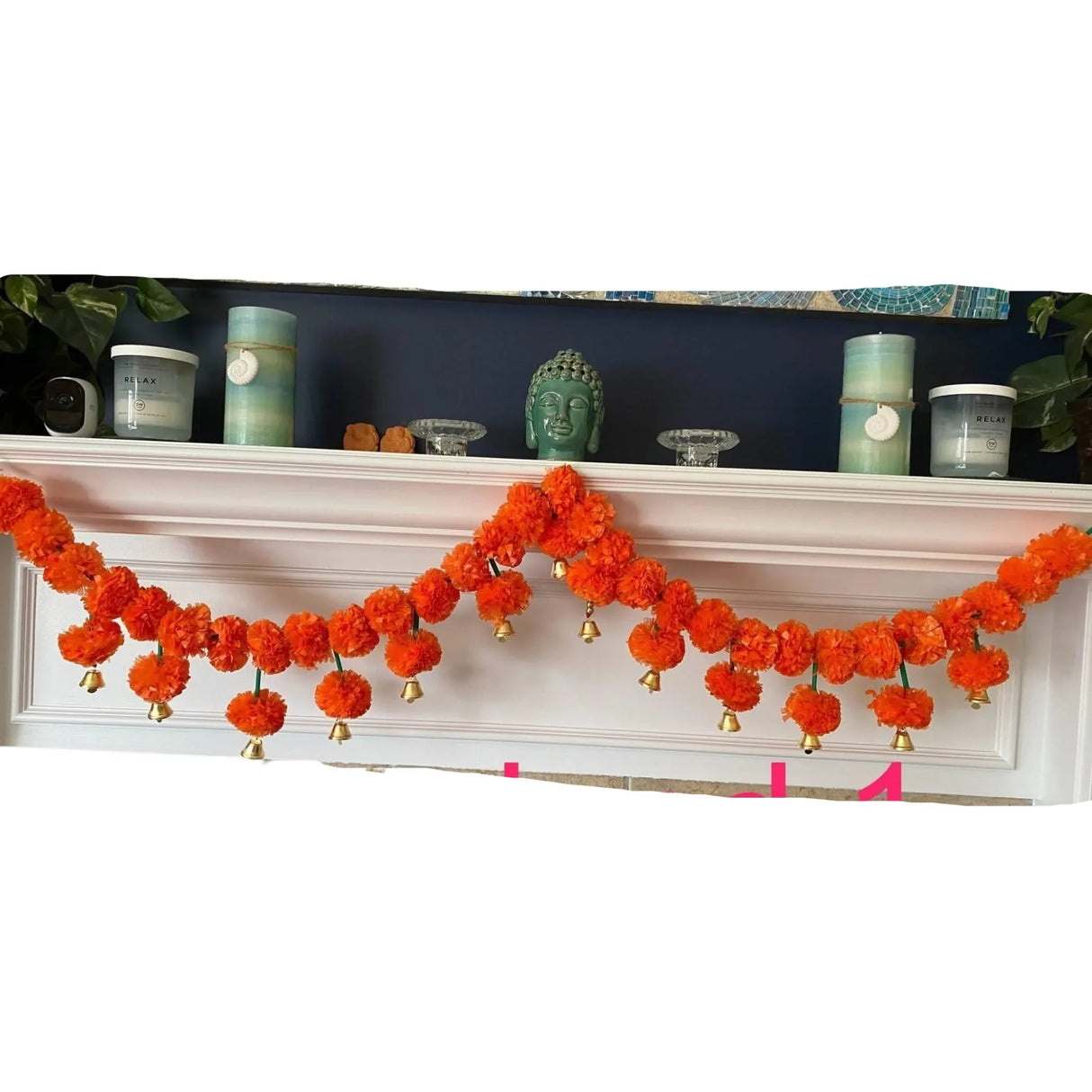 4.5 Feet Marigold Garland Toran Indian Wedding Diwali Decoration Home Party Decor Door Hanging Navratri Pooja Day of the Dead Dia De Los Muertos Ofrenda Mexican Fiesta Halloween Decor - LoveNspire