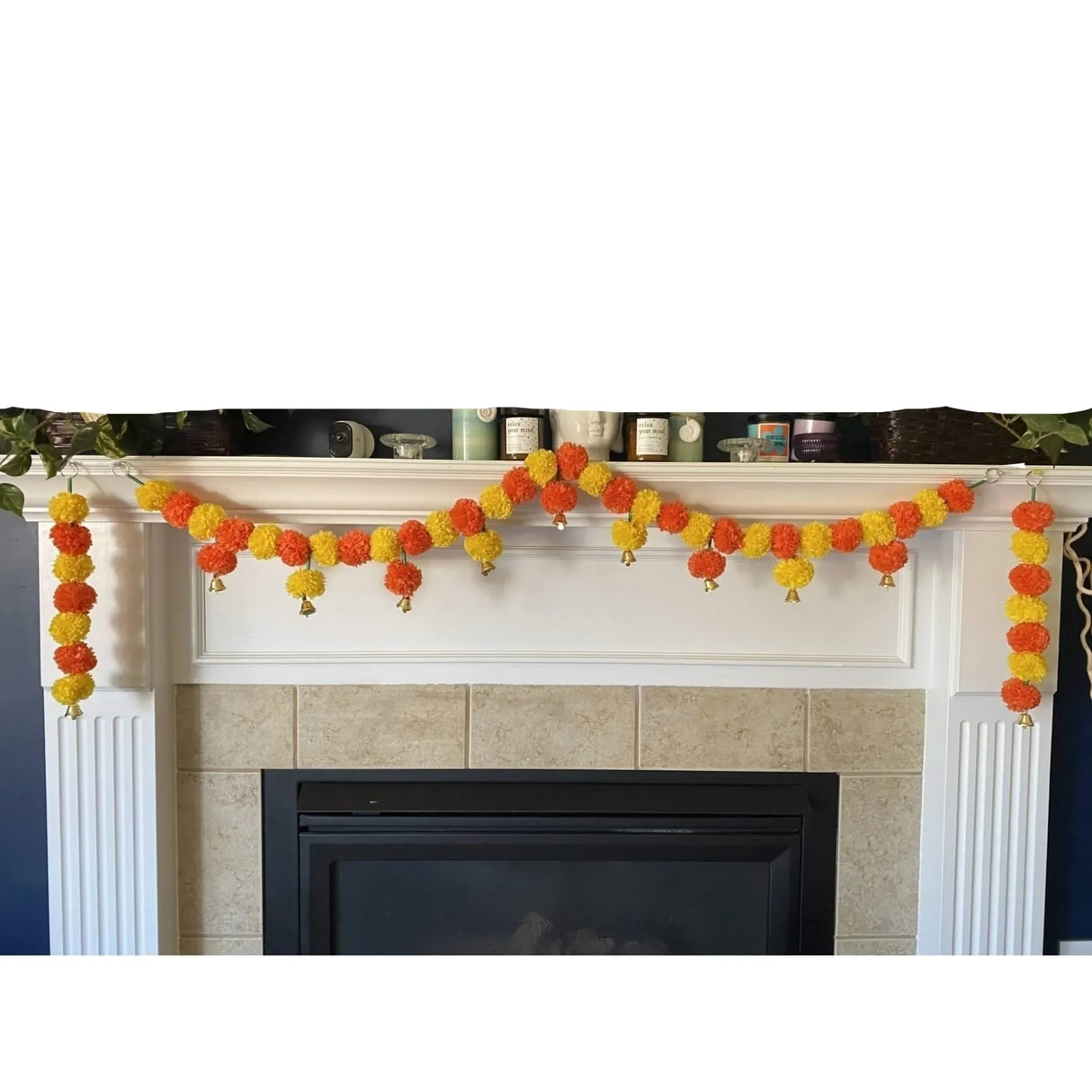 4.5 Feet Marigold Garland Toran Indian Wedding Diwali Decoration Home Party Decor Door Hanging Navratri Pooja Day of the Dead Dia De Los Muertos Ofrenda Mexican Fiesta Halloween Decor - LoveNspire