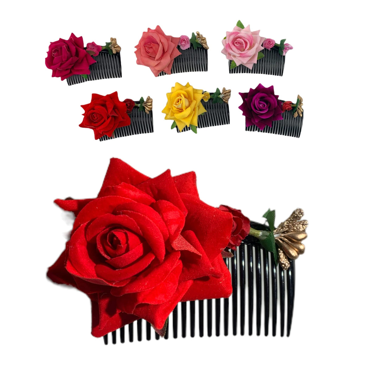 4 Pcs Rose Hair Accessories, Indian Bridal Floral Clips, Brides Combs, Wedding Clip, Bride Hair , Boho Women Accessory, Roses Hairpiece, Bridesmaids - LoveNspire