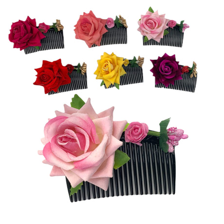 4 Pcs Rose Hair Accessories, Indian Bridal Floral Clips, Brides Combs, Wedding Clip, Bride Hair , Boho Women Accessory, Roses Hairpiece, Bridesmaids - LoveNspire