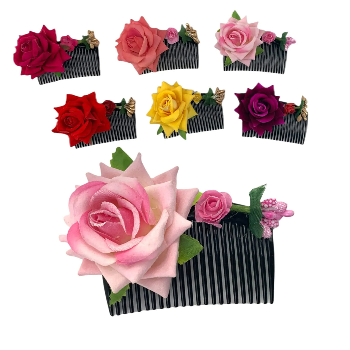 4 Pcs Rose Hair Accessories, Indian Bridal Floral Clips, Brides Combs, Wedding Clip, Bride Hair , Boho Women Accessory, Roses Hairpiece, Bridesmaids - LoveNspire