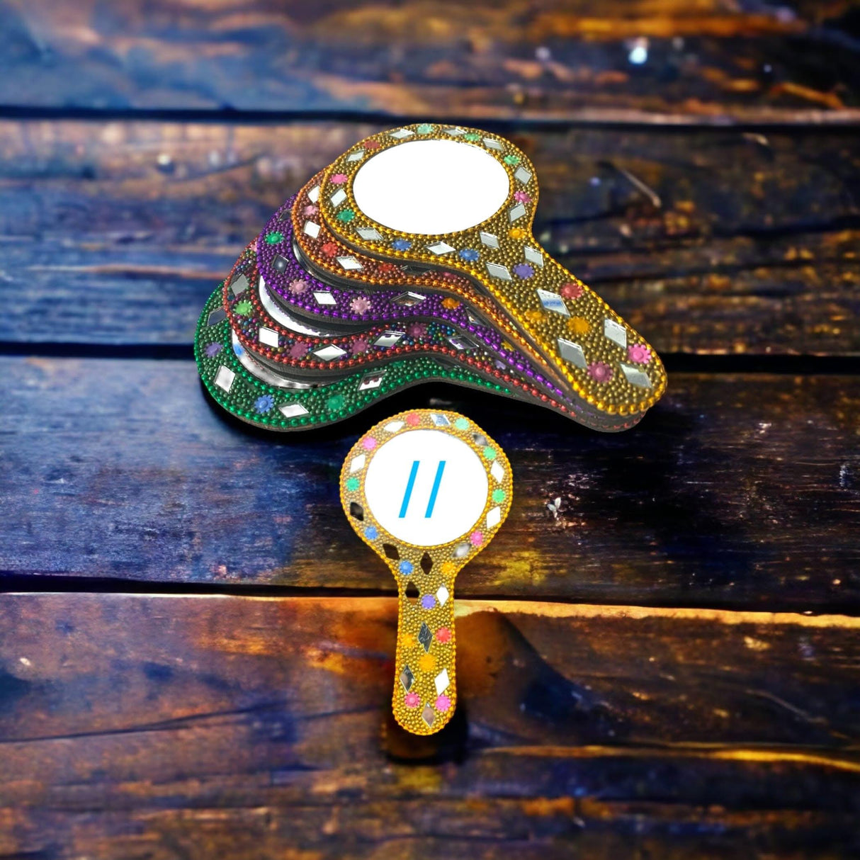 5 Ct Handmade Face Mirror, Mini Travel Handheld Mirror, Return Gift, Indian Wedding Gift, Indian Decorative Items for the Home, Haldi Kumkum - LoveNspire