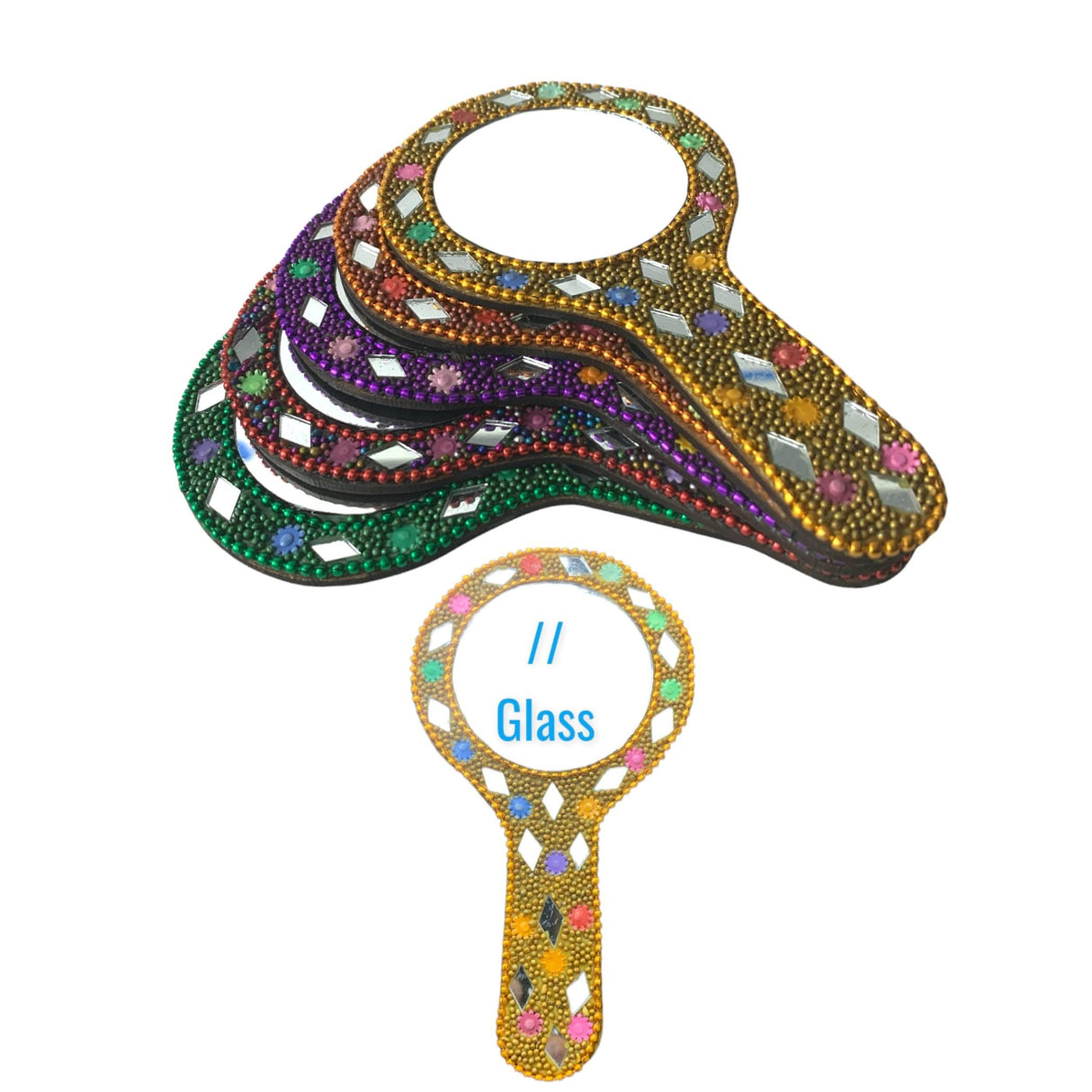 5 Ct Handmade Face Mirror, Mini Travel Handheld Mirror, Return Gift, Indian Wedding Gift, Indian Decorative Items for the Home, Haldi Kumkum - LoveNspire