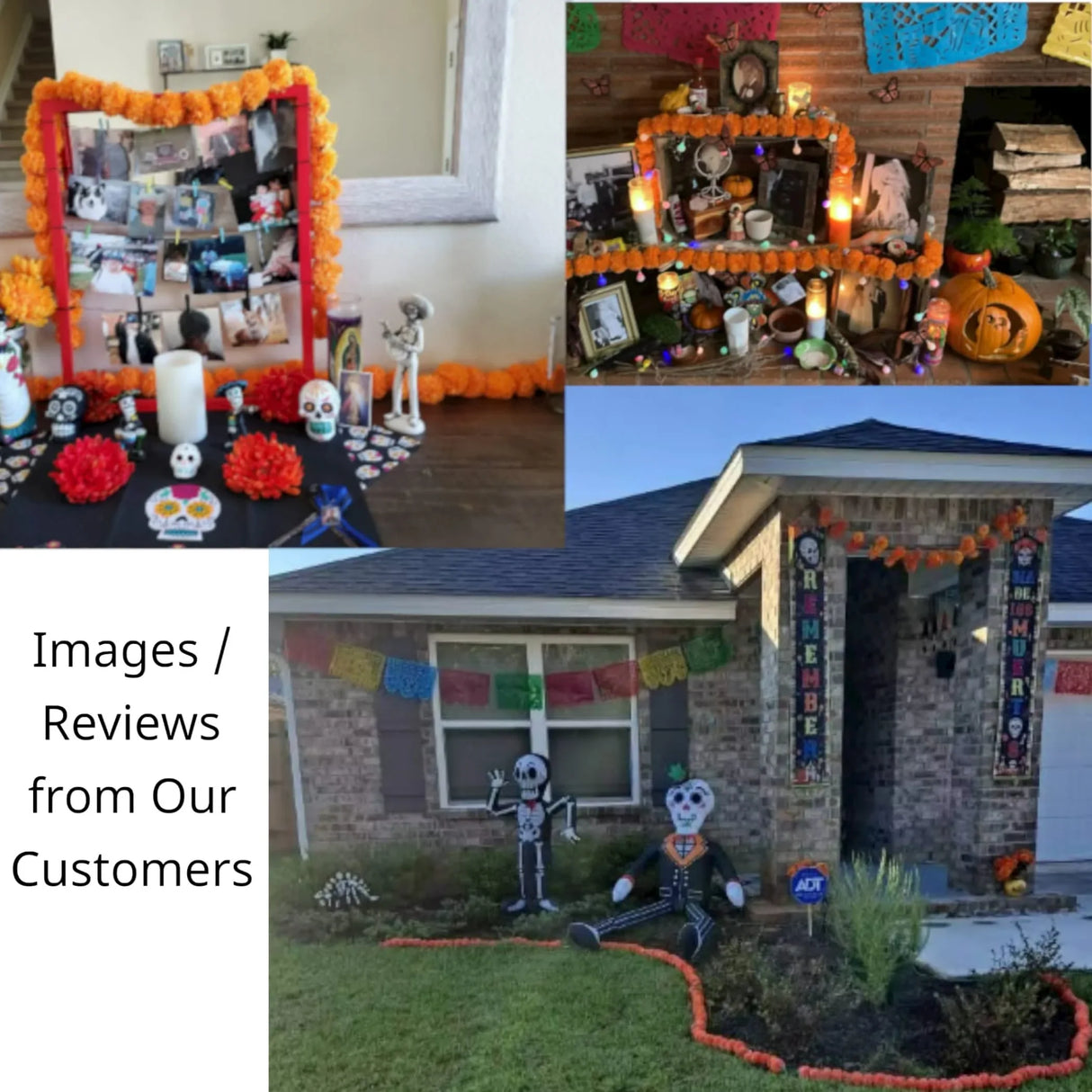 5 Strings Artificial Marigold Flowers Garland for Home Party Door Hanging Diwali Navratri Decorations Day of the Dead Dia De Los Muertos Ofrenda Halloween Mexican Fiesta Party Decor - LoveNspire