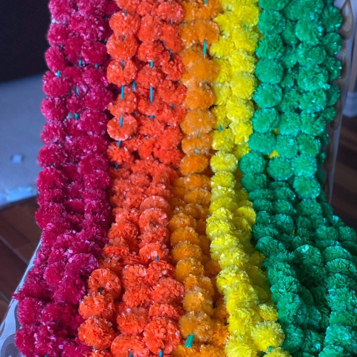 5 Strings Artificial Marigold Flowers Garland for Home Party Door Hanging Diwali Navratri Decorations Day of the Dead Dia De Los Muertos Ofrenda Halloween Mexican Fiesta Party Decor - LoveNspire