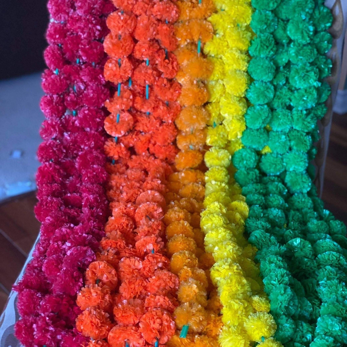 5 Strings Artificial Marigold Flowers Garland for Home Party Door Hanging Diwali Navratri Decorations Day of the Dead Dia De Los Muertos Ofrenda Halloween Mexican Fiesta Party Decor - LoveNspire