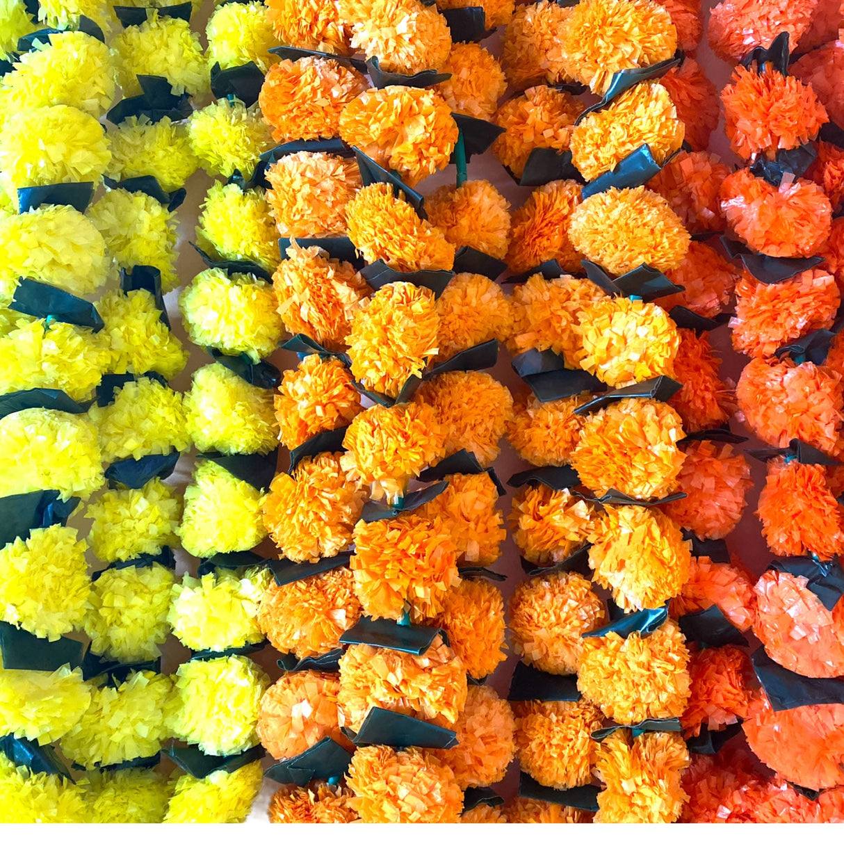 5 Strings Artificial Marigold Mango Leaf Garland for Home Party Door Hanging Diwali Navratri Decorations Day of the Dead Dia De Los Muertos Ofrenda Halloween Mexican Fiesta Party Decor - LoveNspire