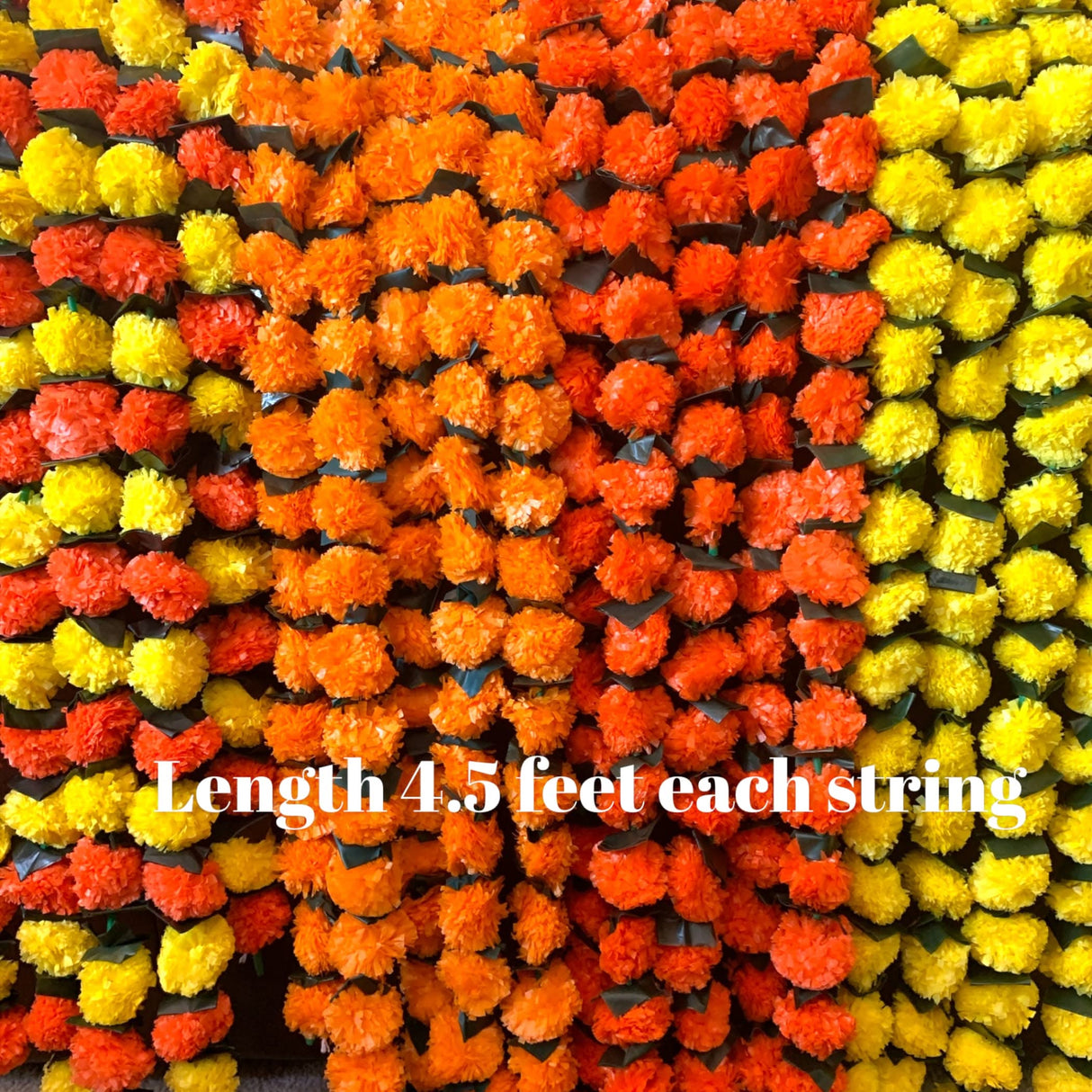5 Strings Artificial Marigold Mango Leaf Garland for Home Party Door Hanging Diwali Navratri Decorations Day of the Dead Dia De Los Muertos Ofrenda Halloween Mexican Fiesta Party Decor - LoveNspire