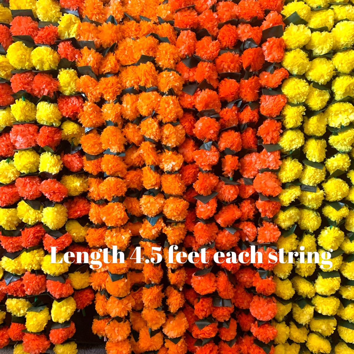 5 Strings Artificial Marigold Mango Leaf Garland for Home Party Door Hanging Diwali Navratri Decorations Day of the Dead Dia De Los Muertos Ofrenda Halloween Mexican Fiesta Party Decor - LoveNspire