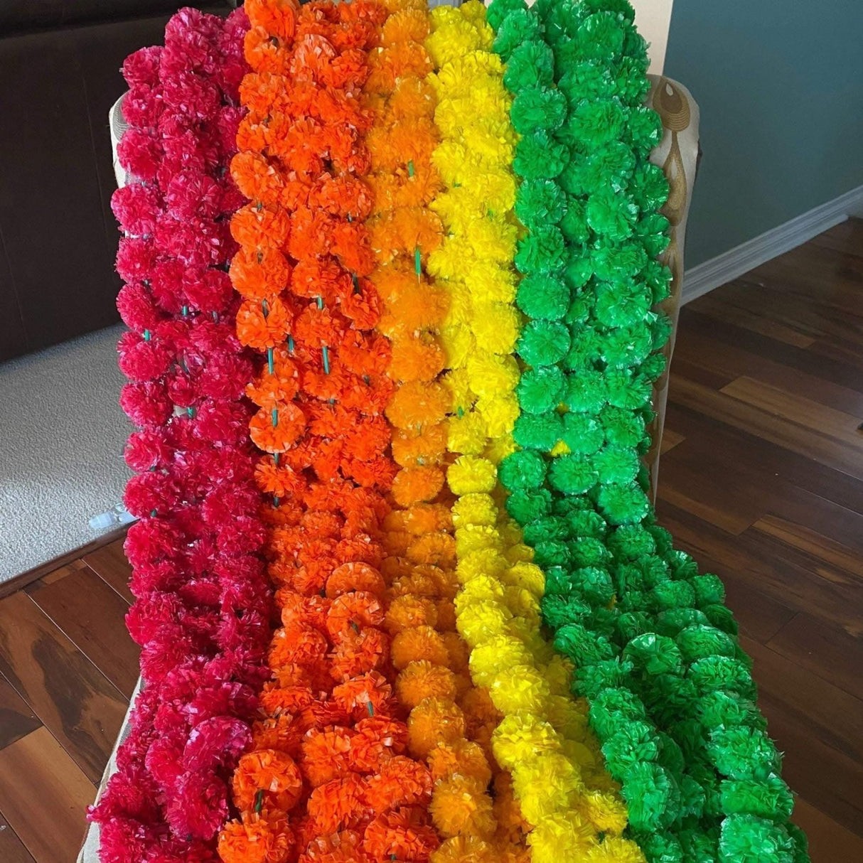 5ct Artificial Marigold Strings, Ugadi Decoration, Indian Decor - LoveNspire