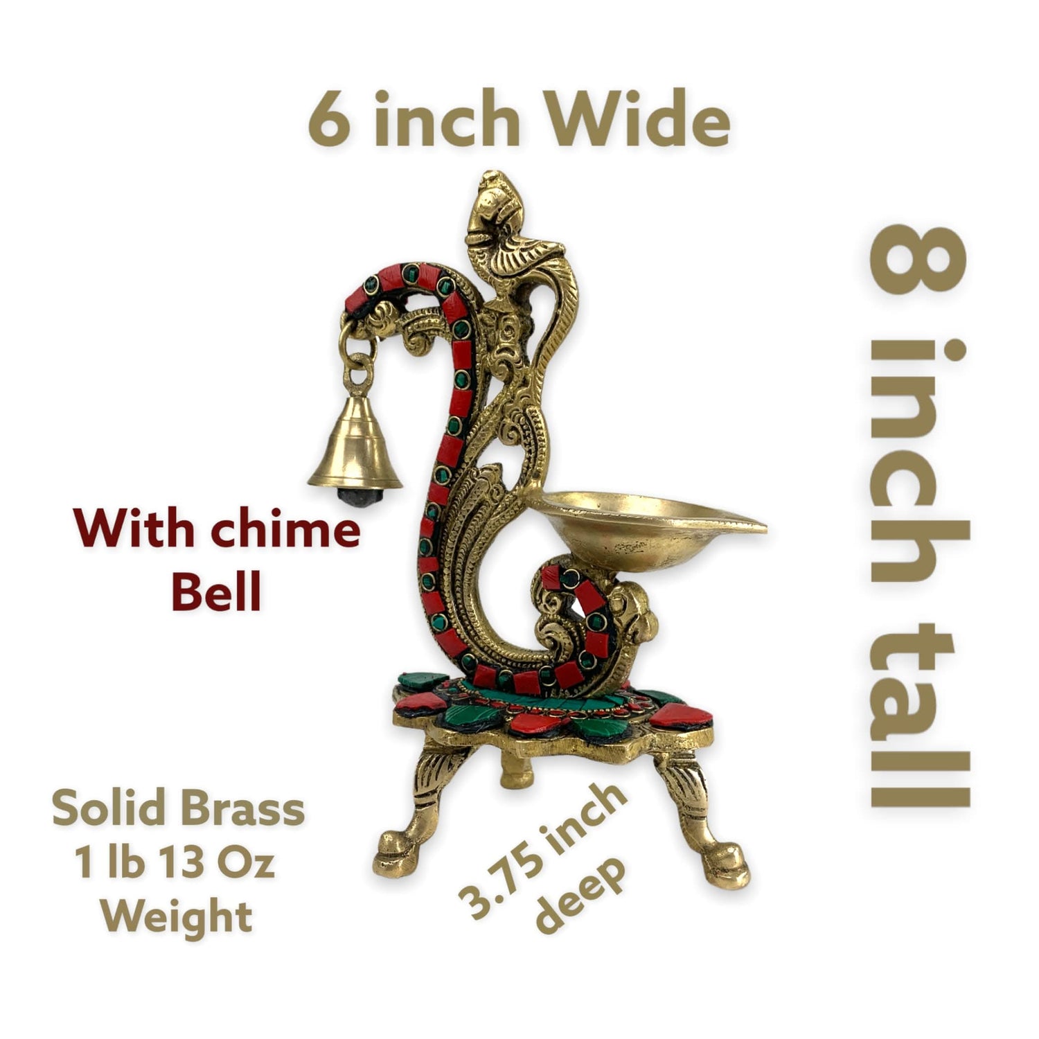 1CT Brass Oil Lamp Diya with Bells Oil Wick Diya for Home Temple Mandir Office Indian Festival Diwali Decoration Kathu Vilakku Puja Diya - Deepawali Housewarming Return Gift - LoveNspire