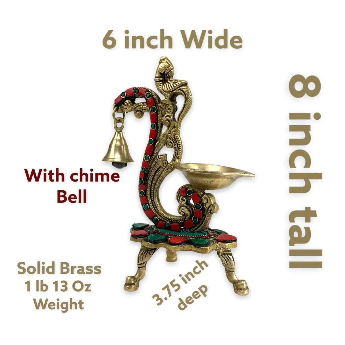 1CT Brass Oil Lamp Diya with Bells Oil Wick Diya for Home Temple Mandir Office Indian Festival Diwali Decoration Kathu Vilakku Puja Diya - Deepawali Housewarming Return Gift - LoveNspire