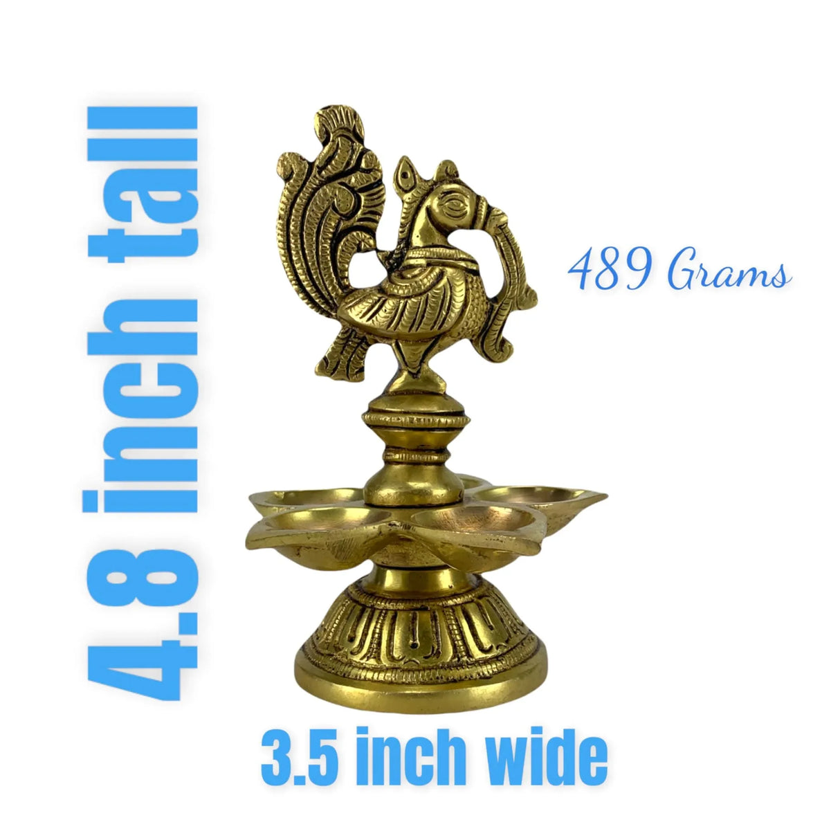 Peacock Deepam Brass Finish Diya Annam Deepak Samai Oil Lamp with Base Indian Festival Diwali Diya Hindu Puja Religious Home Decor Pooja Lamp Indian Housewarming Wedding Return Gift - LoveNspire