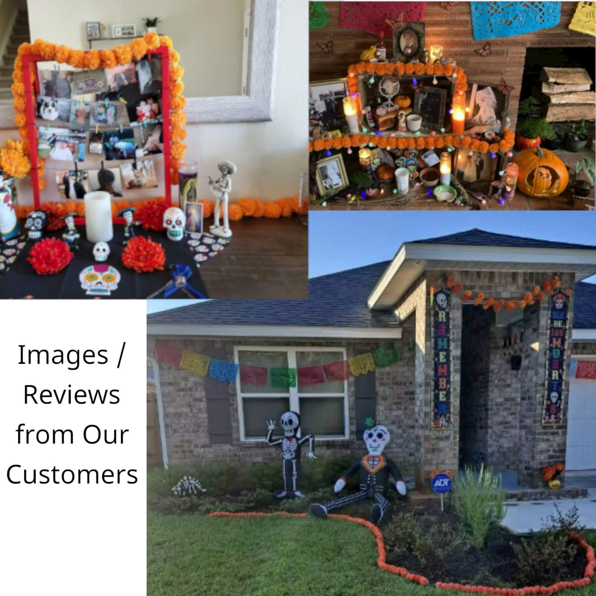 Artificial Marigold Strings, Diwali Decoration, Day of the Dead, Halloween, Marygold Flower Garland, Pooja Backdrop, Aztec Marigold Flowers - LoveNspire