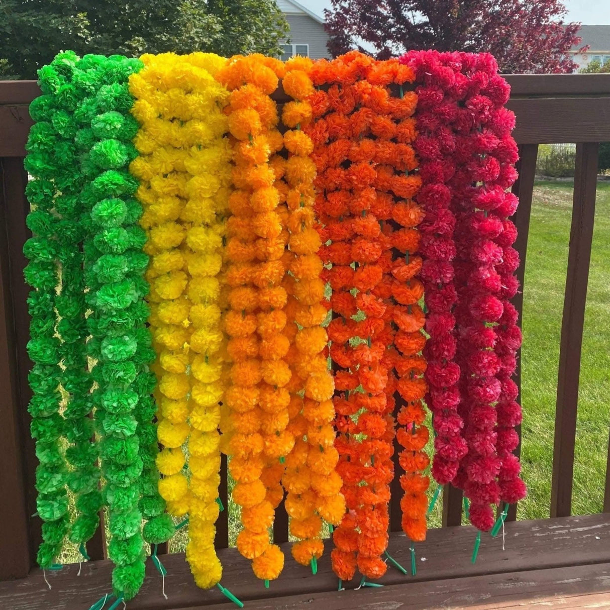 Artificial Marigold Strings, Diwali Decoration, Day of the Dead, Halloween, Marygold Flower Garland, Pooja Backdrop, Aztec Marigold Flowers - LoveNspire