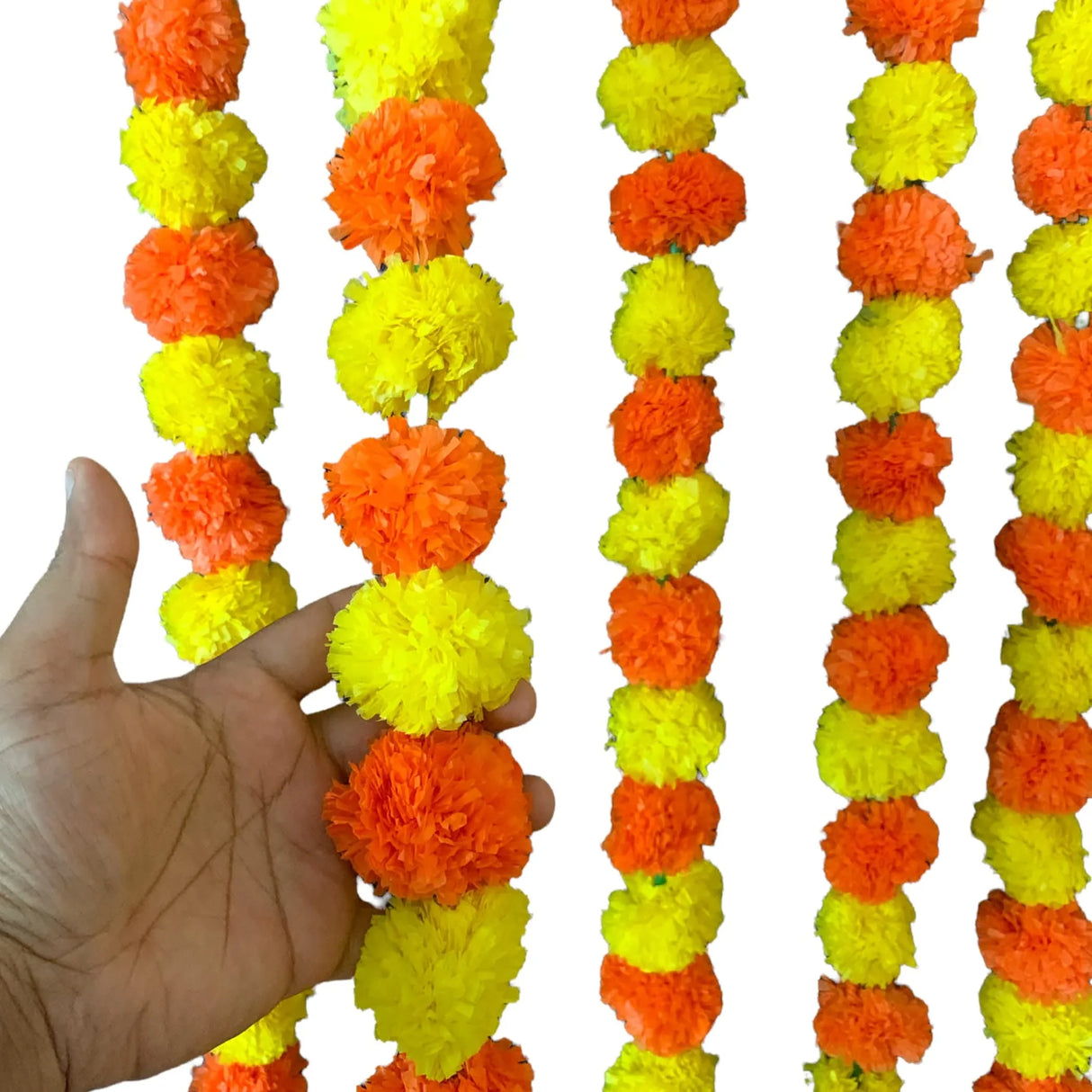 Artificial Yellow Orange Marigold Strings, Diwali Decoration, Day of the Dead Decor Garland, Pooja Backdrop, Mexican Flowers, Indian Wedding - LoveNspire