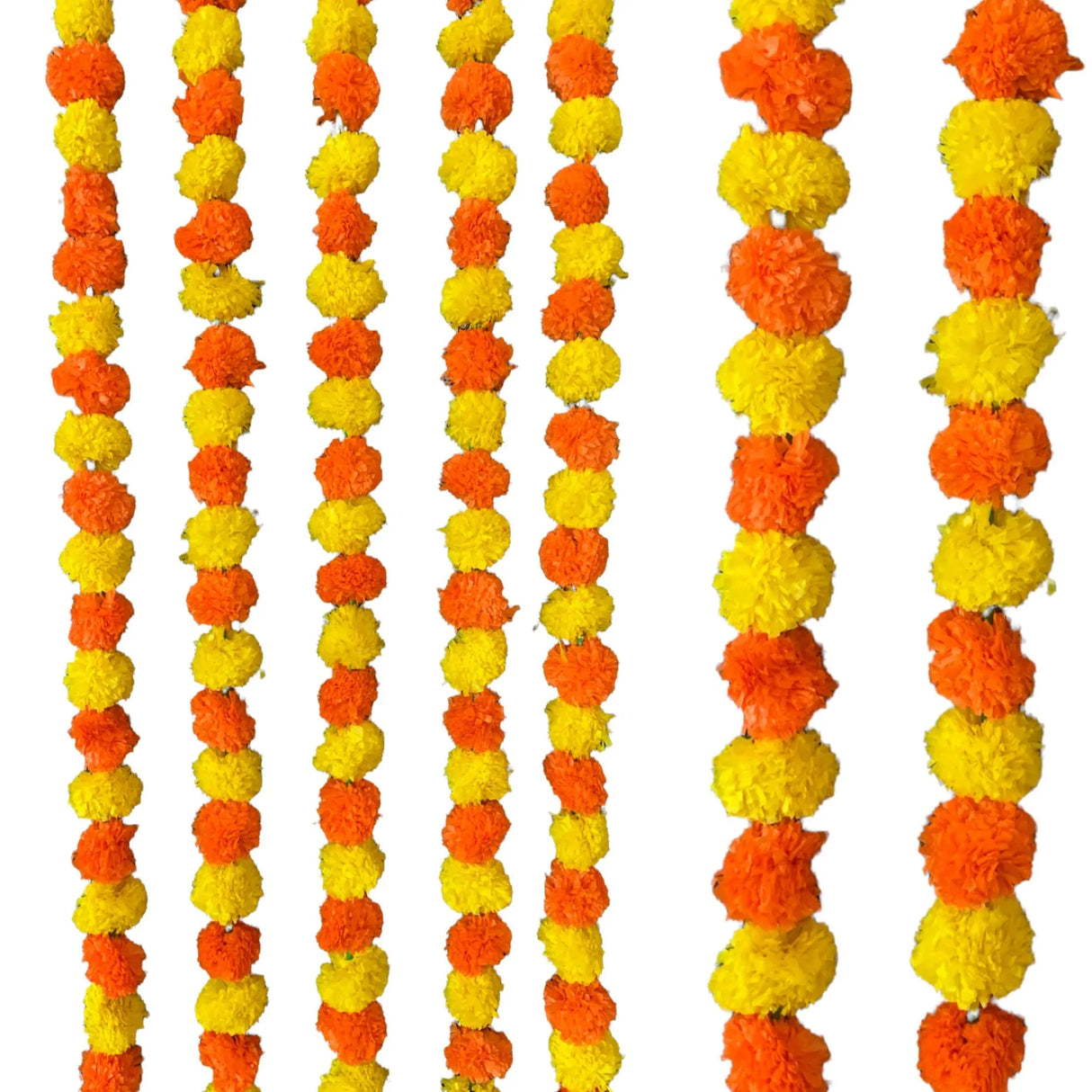 Artificial Yellow Orange Marigold Strings, Diwali Decoration, Day of the Dead Decor Garland, Pooja Backdrop, Mexican Flowers, Indian Wedding - LoveNspire
