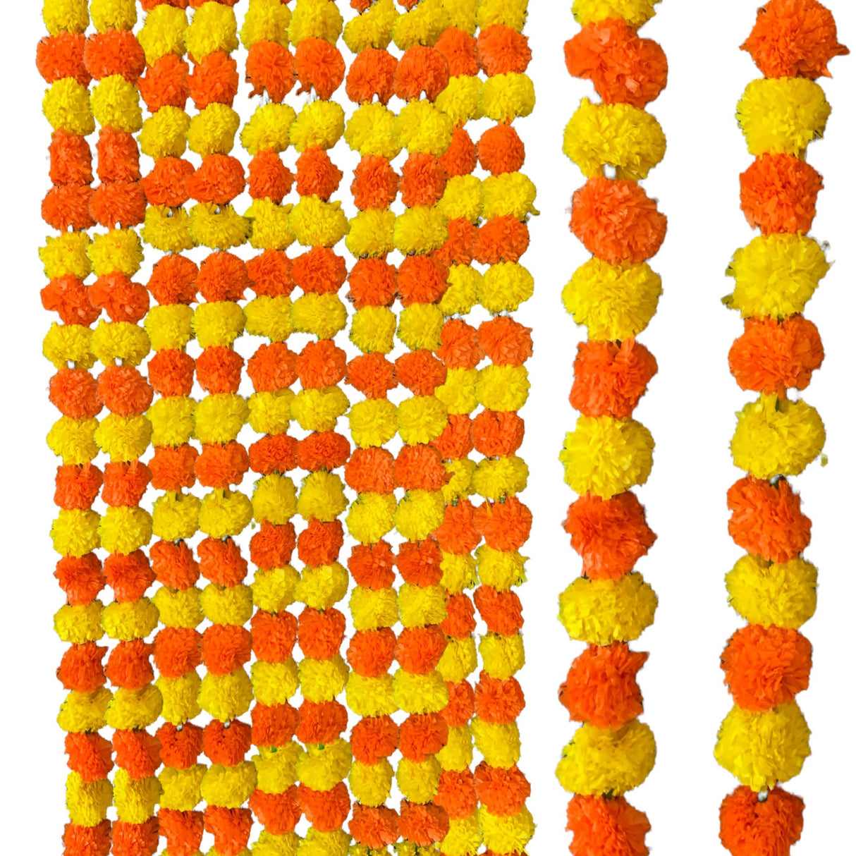 Artificial Yellow Orange Marigold Strings, Diwali Decoration, Day of the Dead Decor Garland, Pooja Backdrop, Mexican Flowers, Indian Wedding - LoveNspire
