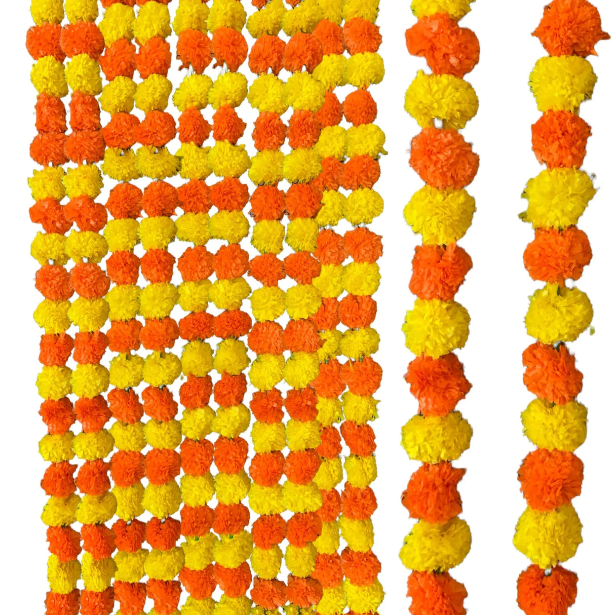 Artificial Yellow Orange Marigold Strings, Diwali Decoration, Day of the Dead Decor Garland, Pooja Backdrop, Mexican Flowers, Indian Wedding - LoveNspire
