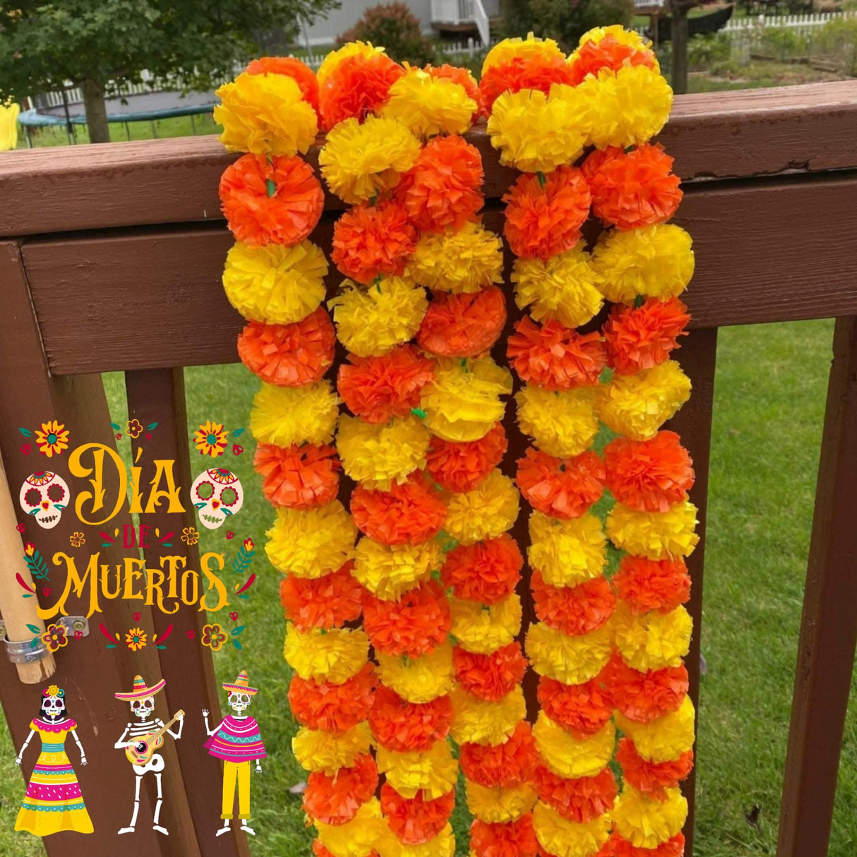 Artificial Yellow Orange Marigold Strings, Diwali Decoration, Day of the Dead Decor Garland, Pooja Backdrop, Mexican Flowers, Indian Wedding - LoveNspire