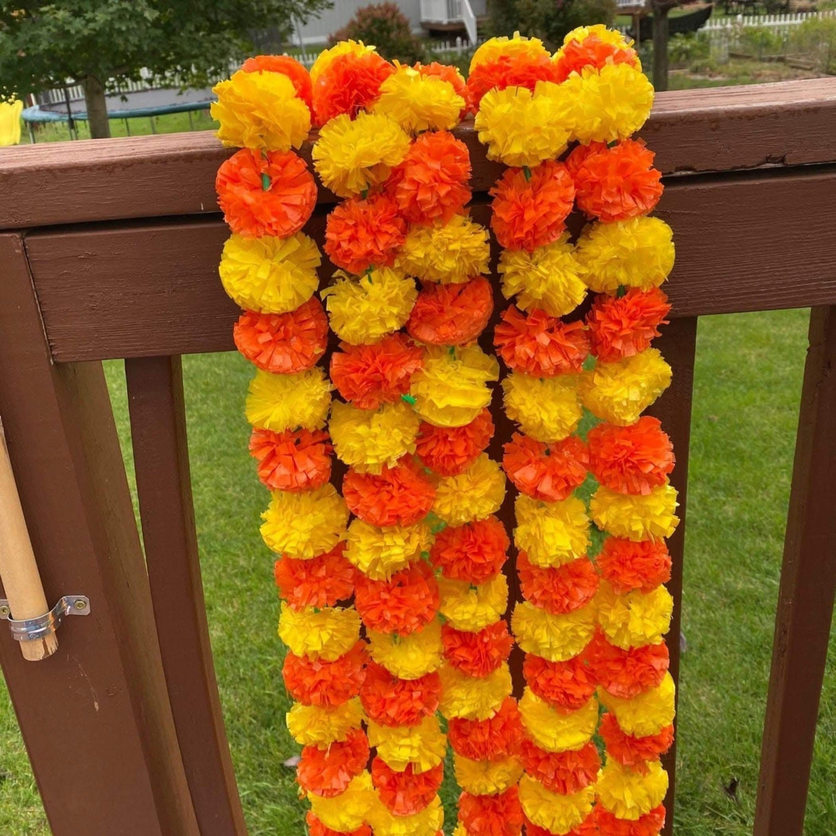 Artificial Yellow Orange Marigold Strings, Diwali Decoration, Day of the Dead Decor Garland, Pooja Backdrop, Mexican Flowers, Indian Wedding - LoveNspire