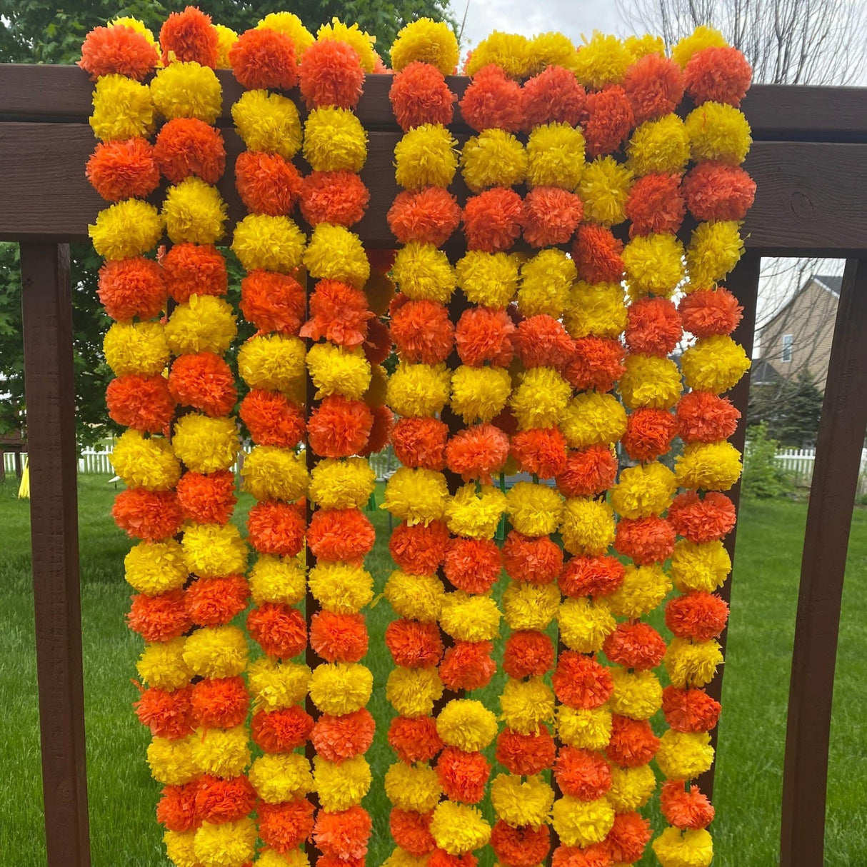 Artificial Yellow Orange Marigold Strings, Diwali Decoration, Day of the Dead Decor Garland, Pooja Backdrop, Mexican Flowers, Indian Wedding - LoveNspire