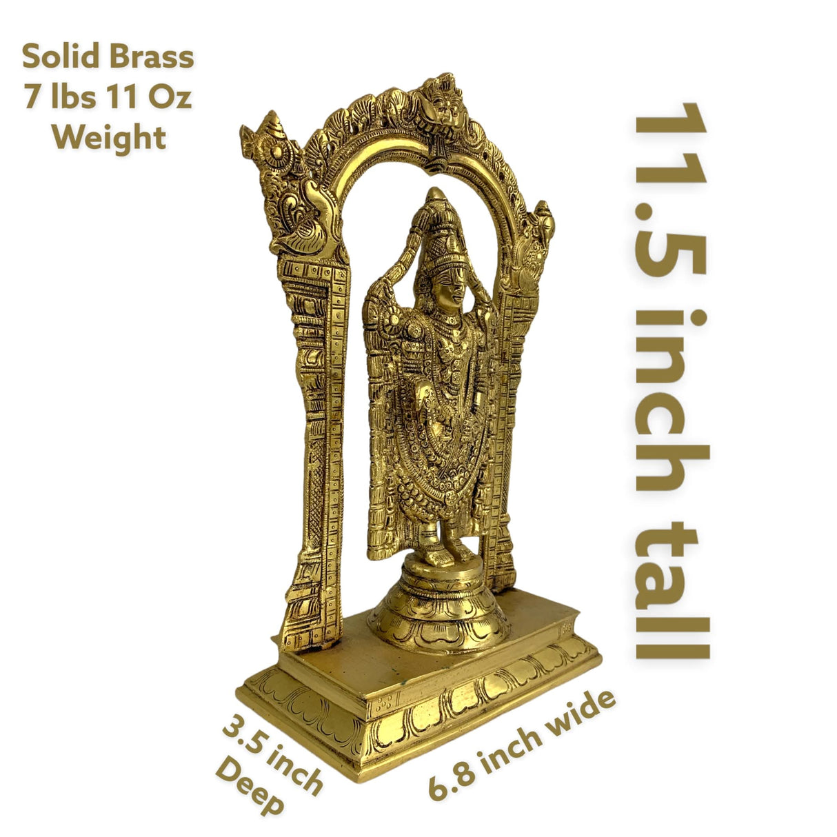 Brass Balaji and Venkateswara Idol Statue Gold Finished Tirupati Balaji Statues Incarnation of Lord Vishnu Sculpture Pooja Gift Living Room Mandir Decorative Showpiece - LoveNspire