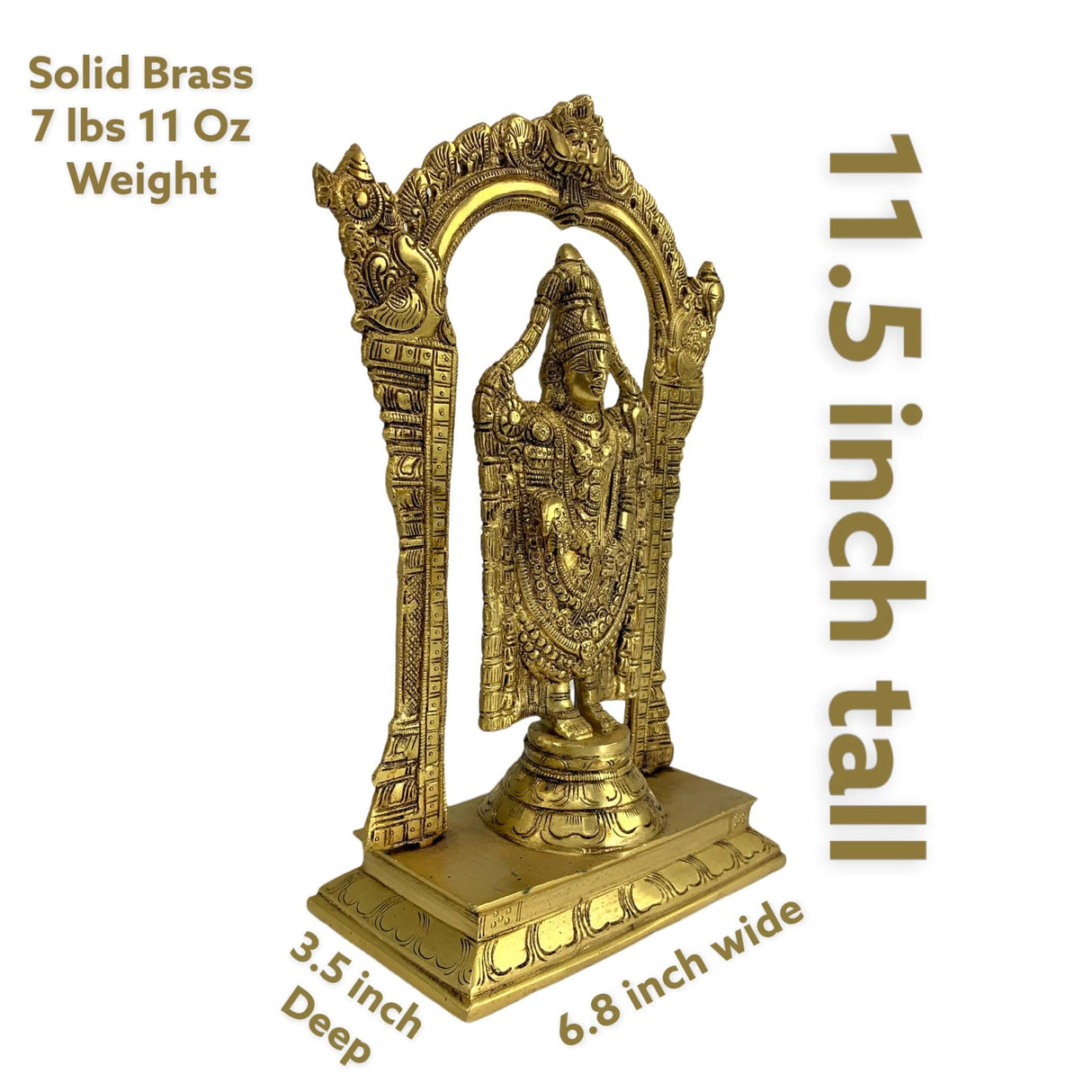 Brass Balaji and Venkateswara Idol Statue Gold Finished Tirupati Balaji Statues Incarnation of Lord Vishnu Sculpture Pooja Gift Living Room Mandir Decorative Showpiece - LoveNspire