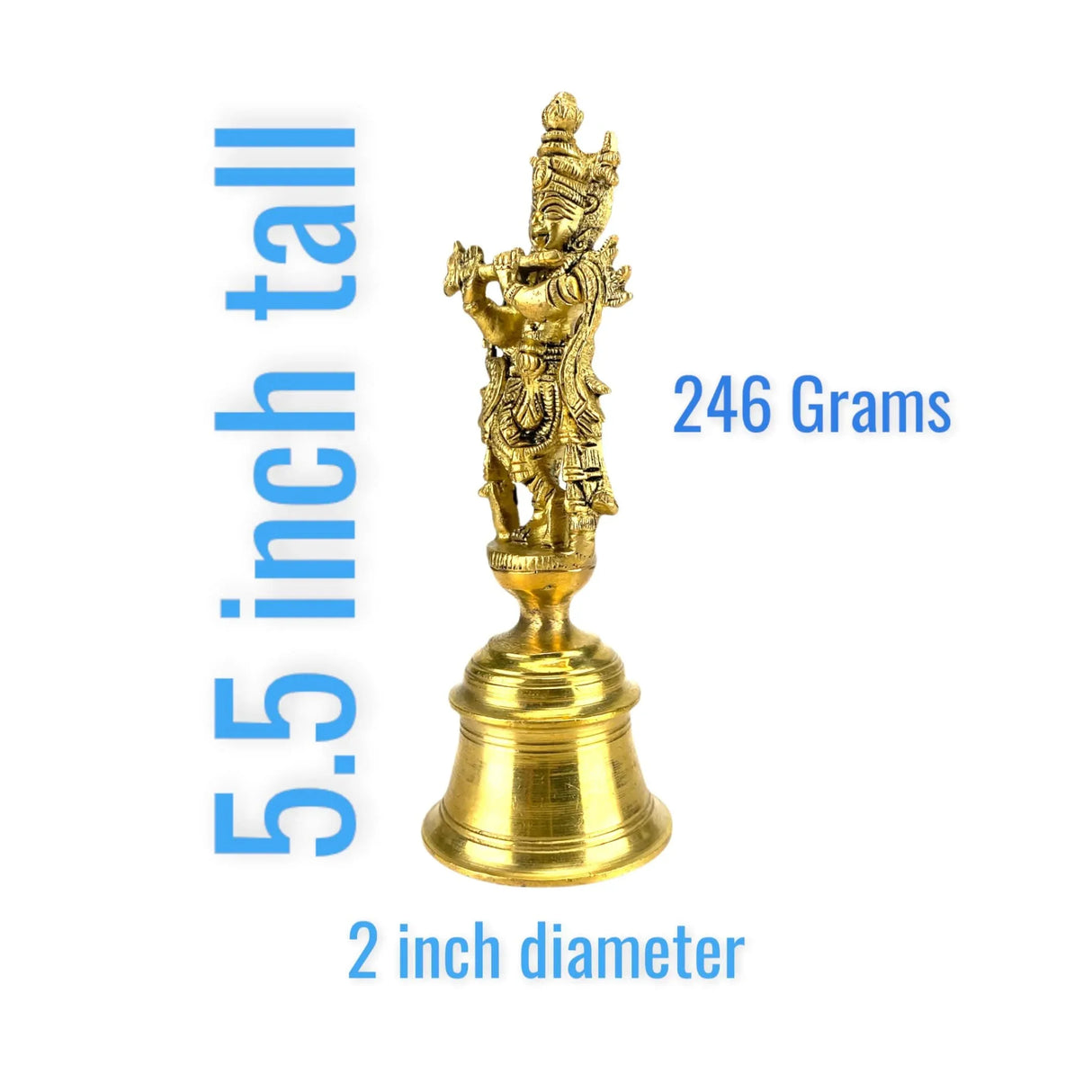 Brass Krishna Bell, Indian Pooja, Gopal Brass Bell, Puja Ghanti, Pooja Ghanti, Hindu Temple Bell, Indian Decor, Jingle, Diwali Puja, Mandir - LoveNspire