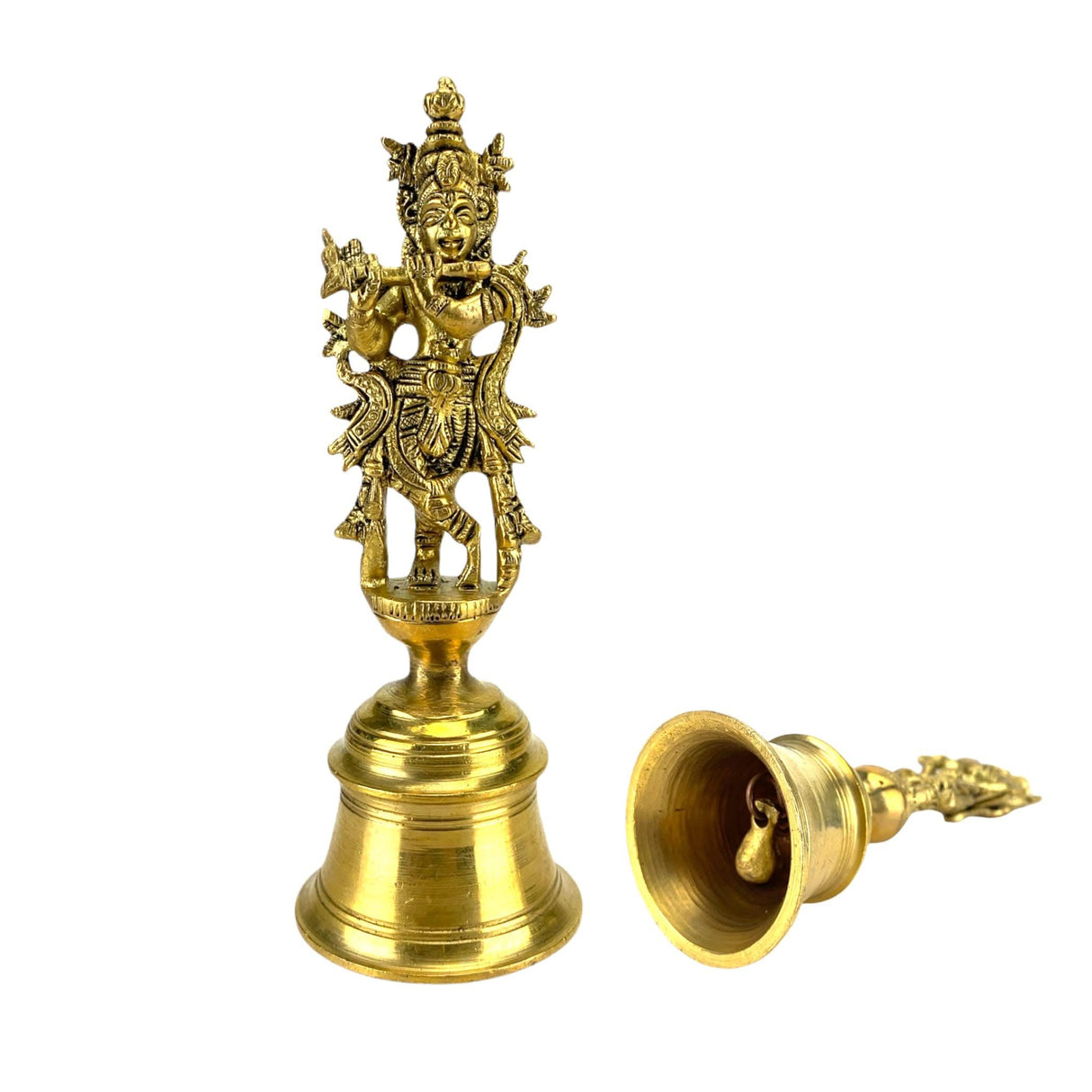 Brass Krishna Bell, Indian Pooja, Gopal Brass Bell, Puja Ghanti, Pooja Ghanti, Hindu Temple Bell, Indian Decor, Jingle, Diwali Puja, Mandir - LoveNspire