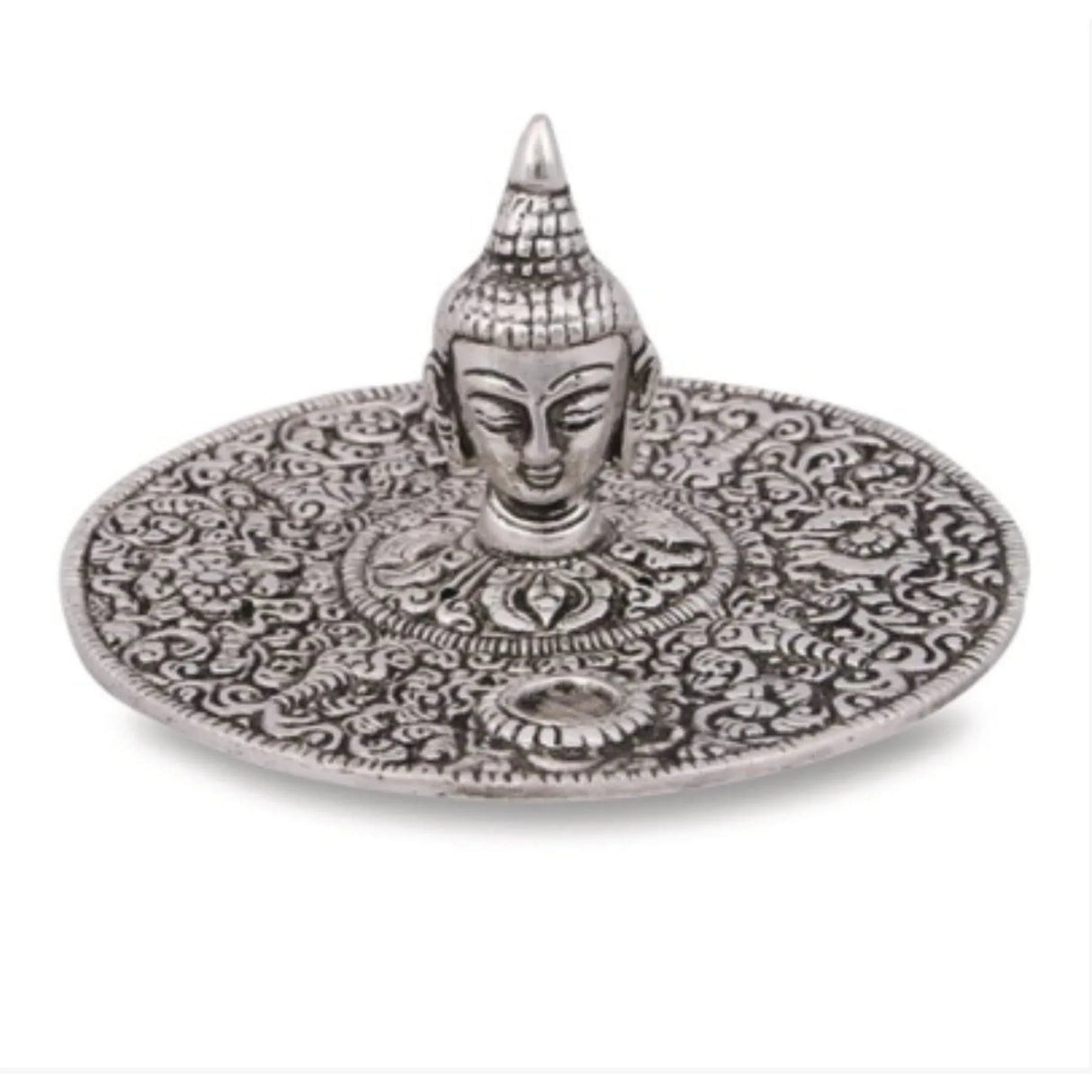 Buddha Incense Stick and Cone Holder German Silver Stick Holder Agarbatti Dhoop Ash Catcher Mess Free Incense Burner Tray for Temple Room Decoration - LoveNspire